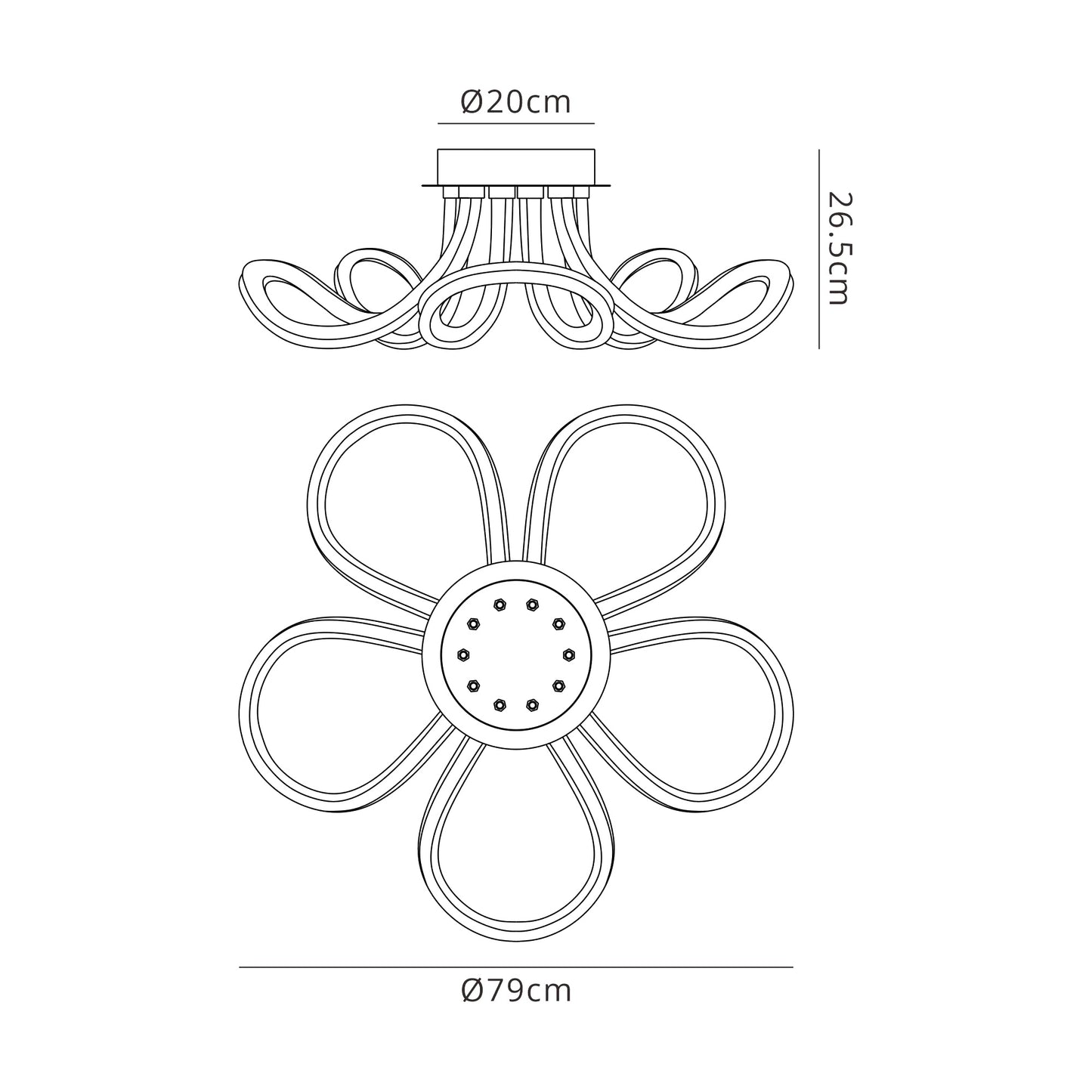 Knot II Ceiling, 60W LED, 3000K, 4500lm, IP20, Chrome, 3yrs Warranty by Mantra