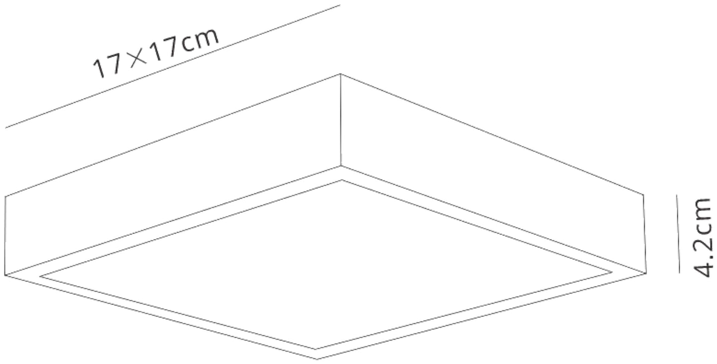 Saona 17cm Square LED Surface Flush Fitting,14W,3000K,1190lm,Matt White/Frosted Acrylic,3yrs Warranty by Mantra