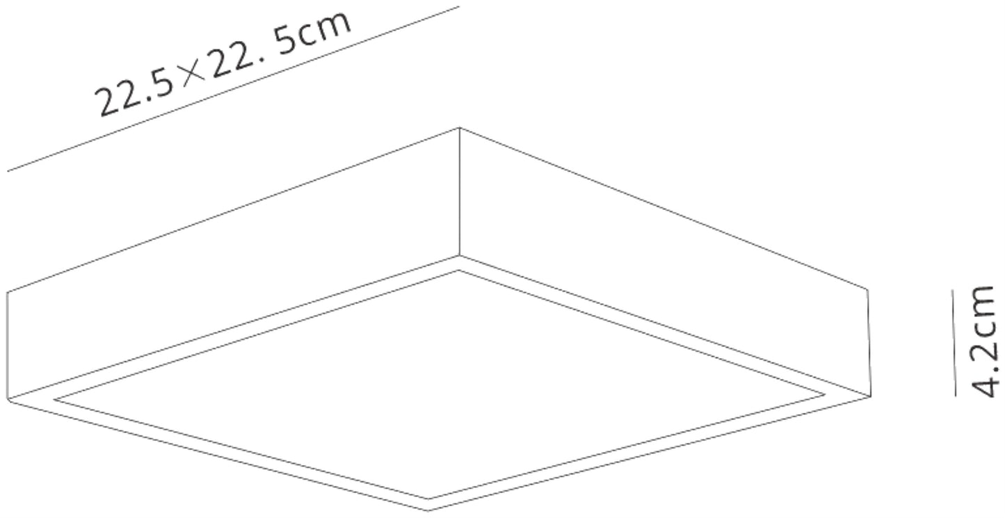 Saona 22.5cm Square LED Surface Flush Fitting,24W,3000K,2040lm,Matt White/Frosted Acrylic,3yrs Warranty by Mantra