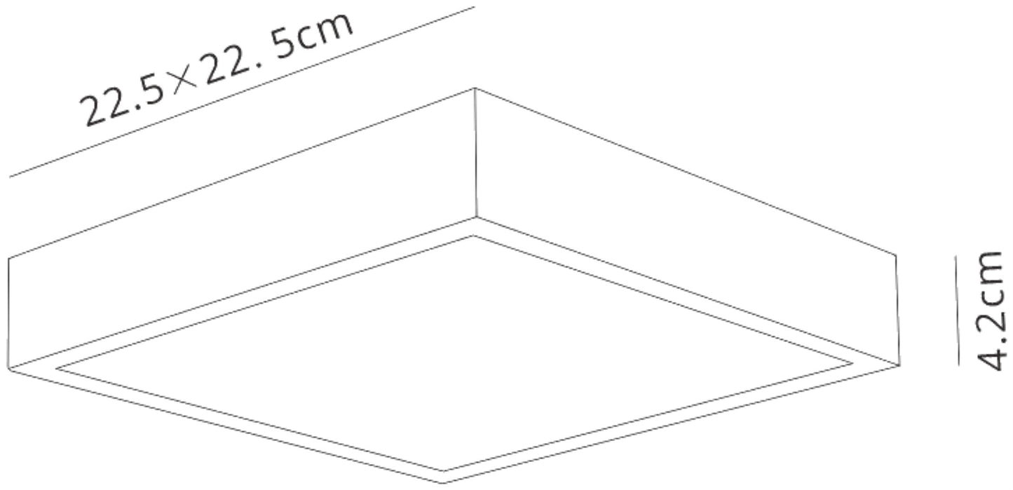 Saona 22.5cm Square LED Surface Flush Fitting,24W,4000K,2160lm,Matt White/Frosted Acrylic,3yrs Warranty by Mantra