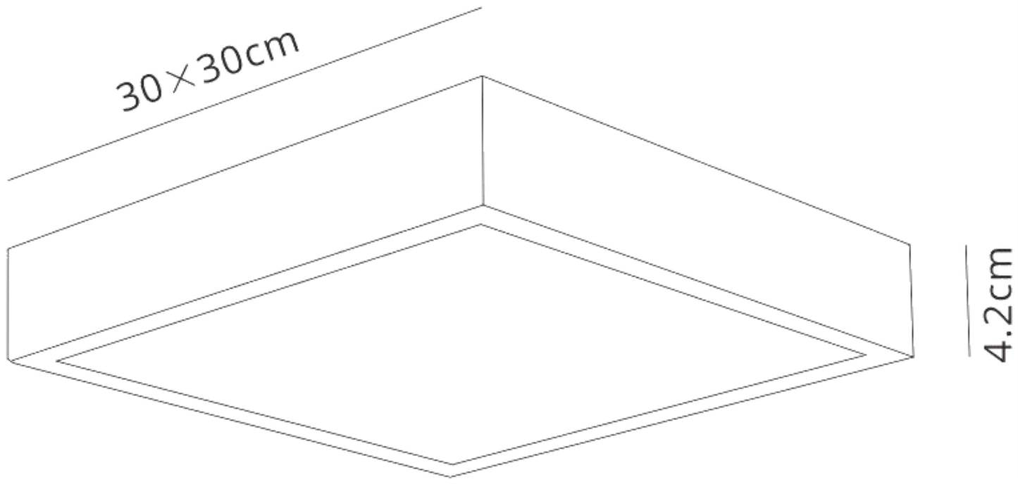 Saona 30cm Square LED Surface Flush Fitting,30W,3000K,2550lm,Matt White/Frosted Acrylic,3yrs Warranty by Mantra