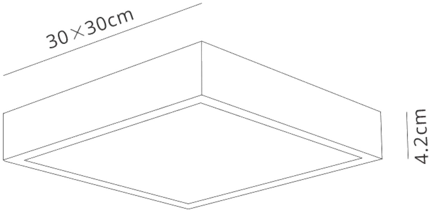 Saona 30cm Square LED Surface Flush Fitting,30W,4000K,2700lm,Matt White/Frosted Acrylic,3yrs Warranty by Mantra