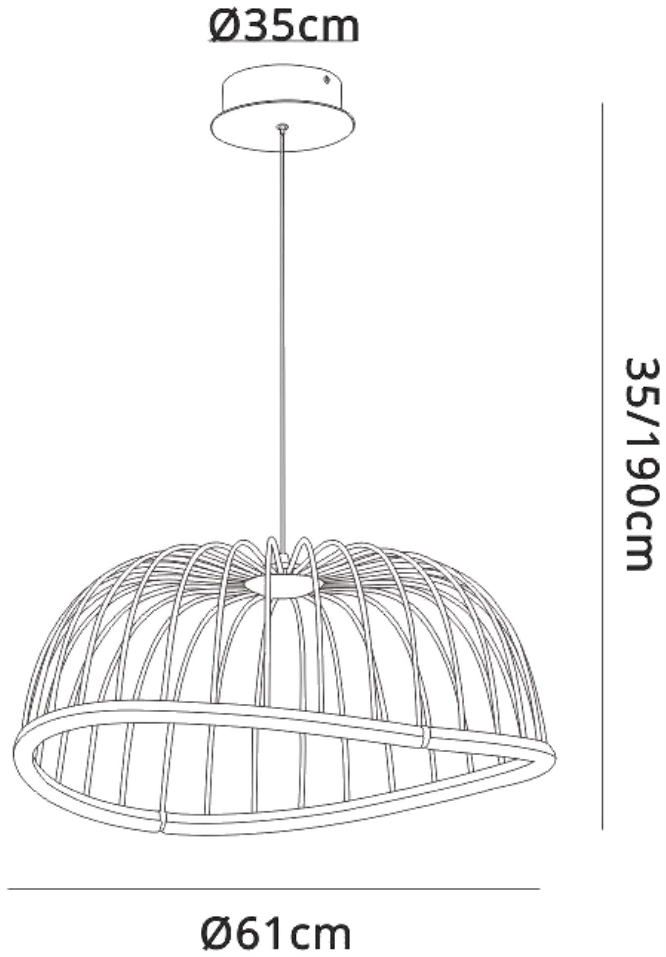 Celeste Pendant 61cm Round, 30W LED, 3000K, 2100lm, White, 3yrs Warranty by Mantra