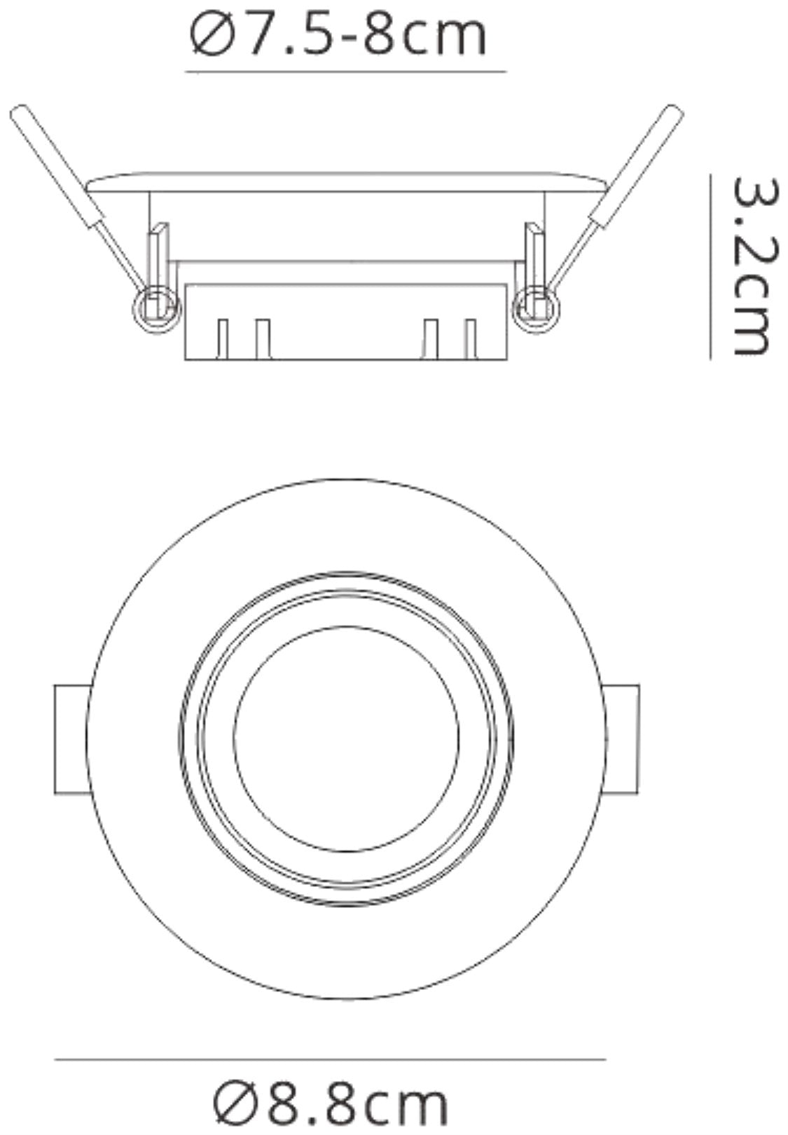 Lamborjini Flush Spotlight Round, 1 x GU10 (Max 12W), White, Cut Out: 75mm, Lampholder Included by Mantra