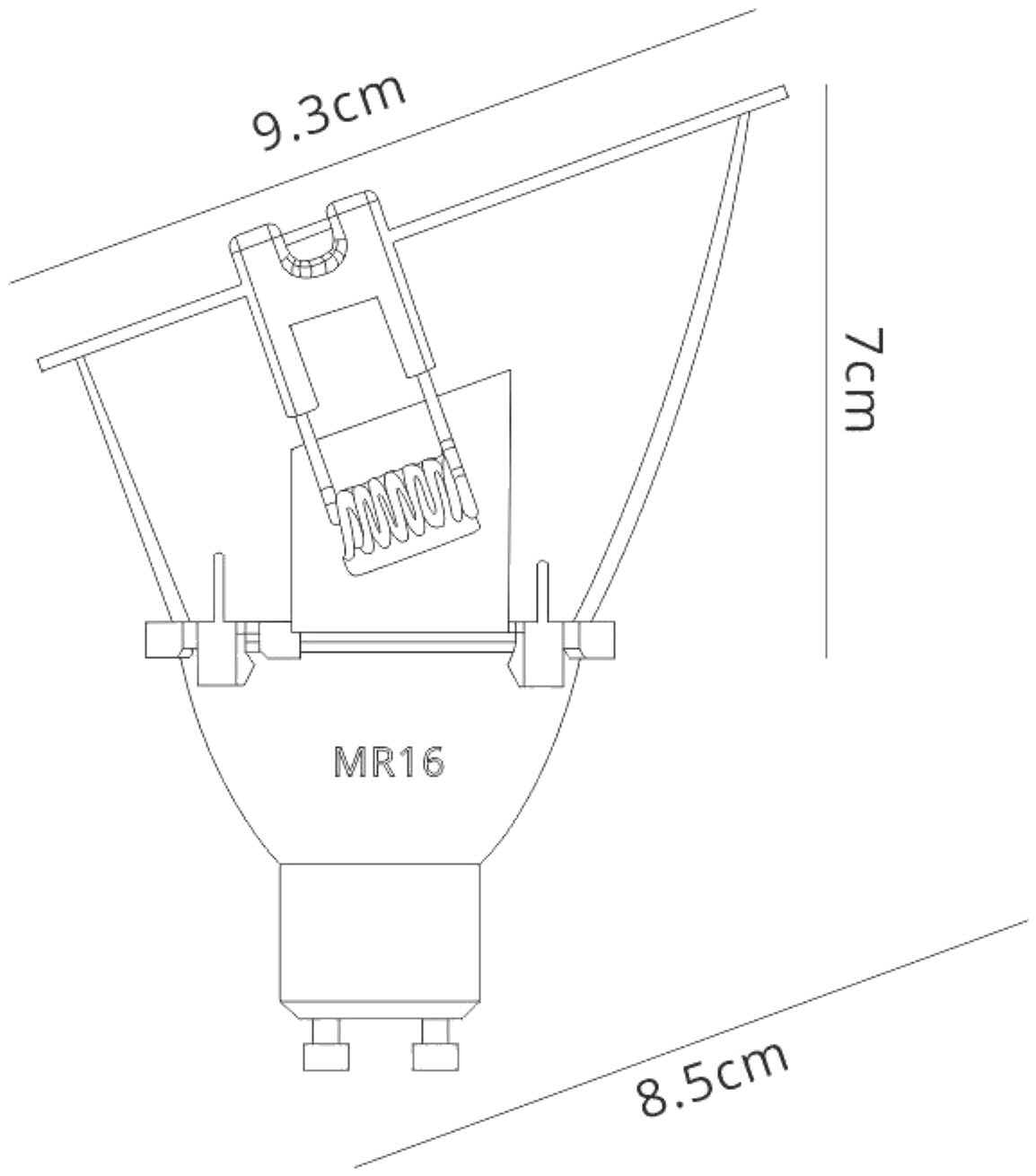 Lamborjini Funnel Centre, 85mm Cut Out, Spotlight Square, 1 x GU10 (Max 12W), White, Lampholder Included by Mantra