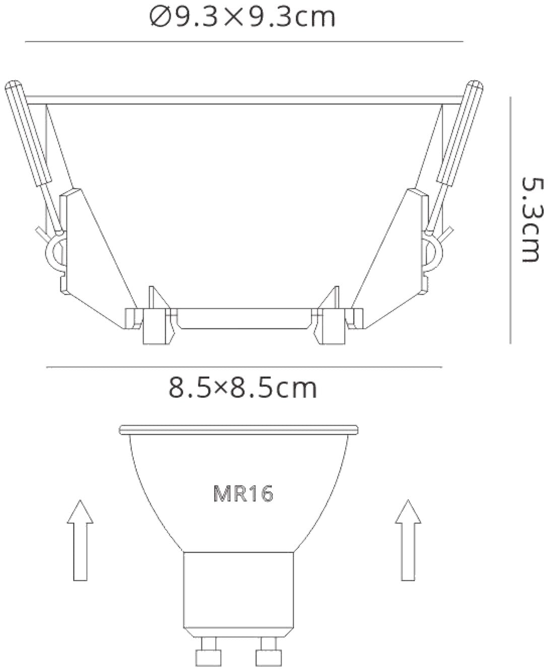 Lamborjini Funnel 45°, 85mm Cut Out, Spotlight Round, 1 x GU10 (Max 12W), Black, Lampholder Included by Mantra