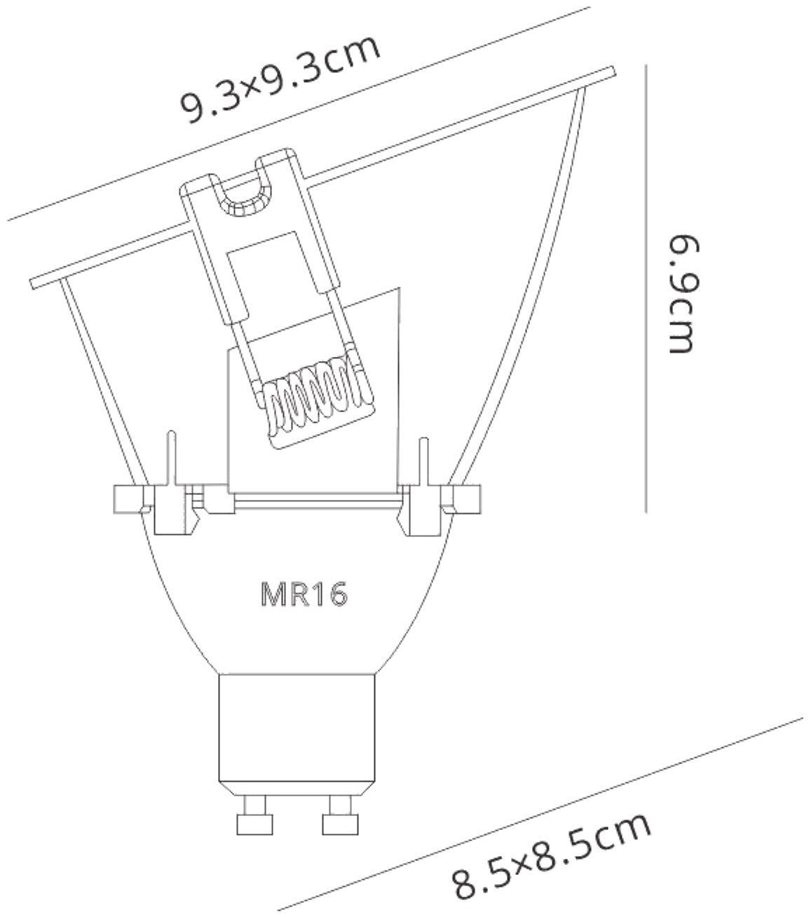 Lamborjini Funnel 45°, 85mm Cut Out, Spotlight Square, 1 x GU10 (Max 12W), Black, Lampholder Included by Mantra