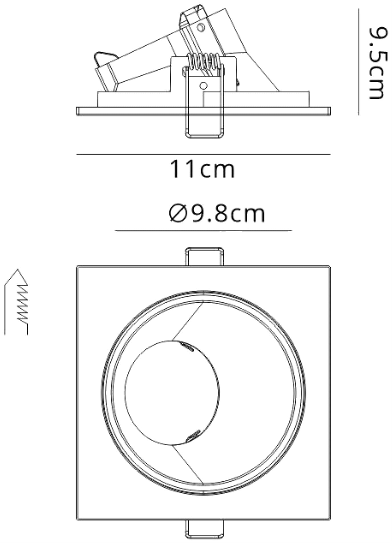 Brandon Recessed Downlight Square, 1 x GU10 (Max 12W), Matt White, Cut Out: 98mm, Lampholder Included by Mantra