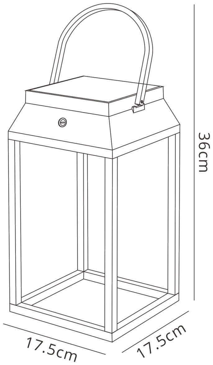 Sapporo Large Solar Battery Operated Portable Lantern, 3W LED, 3000K, 238lm, IP54, Graphite, 3yrs Warranty by Mantra