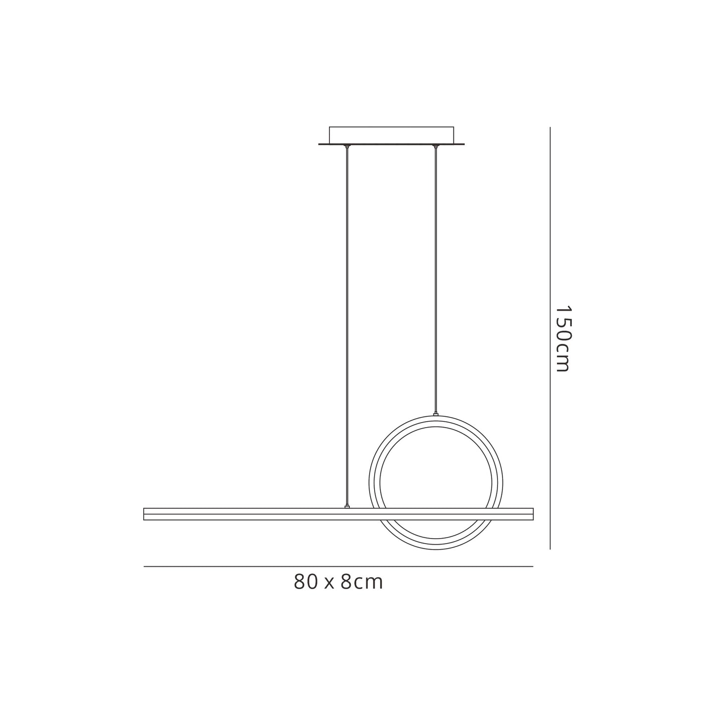 Kitesurf Loop Over Linear Pendant, 30W LED, 3000K, 2400lm, Black, 3yrs Warranty by Mantra