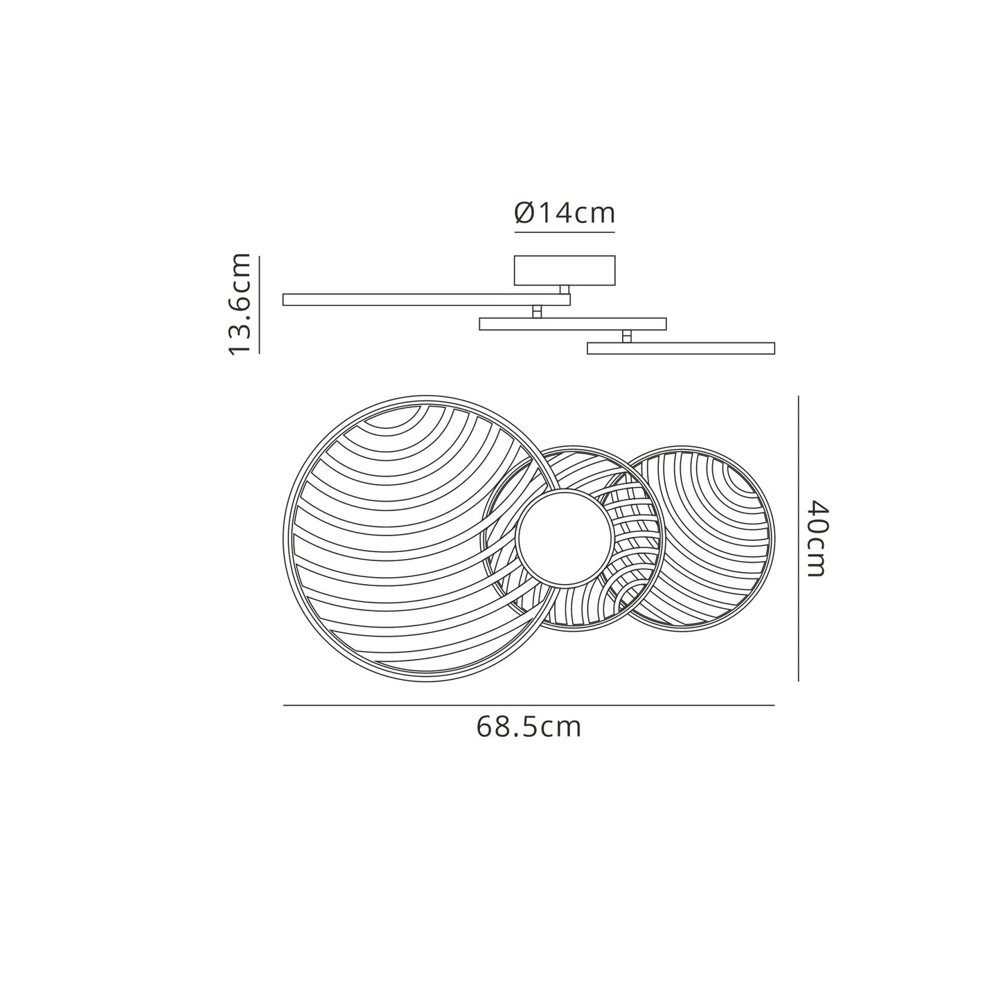 Collage 3 Ring Ceiling, 40W LED, 3000K, 3000lm, Gold, 3yrs Warranty by Mantra