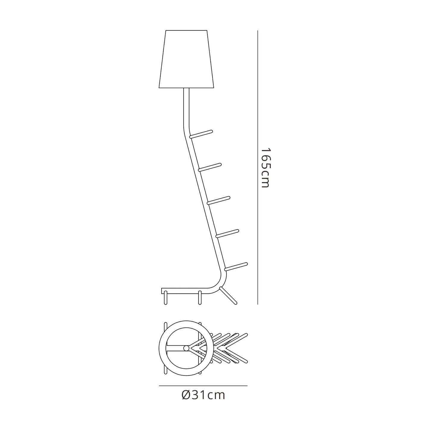 Centipede Floor Lamp With Shade, 1 x E27, White by Mantra