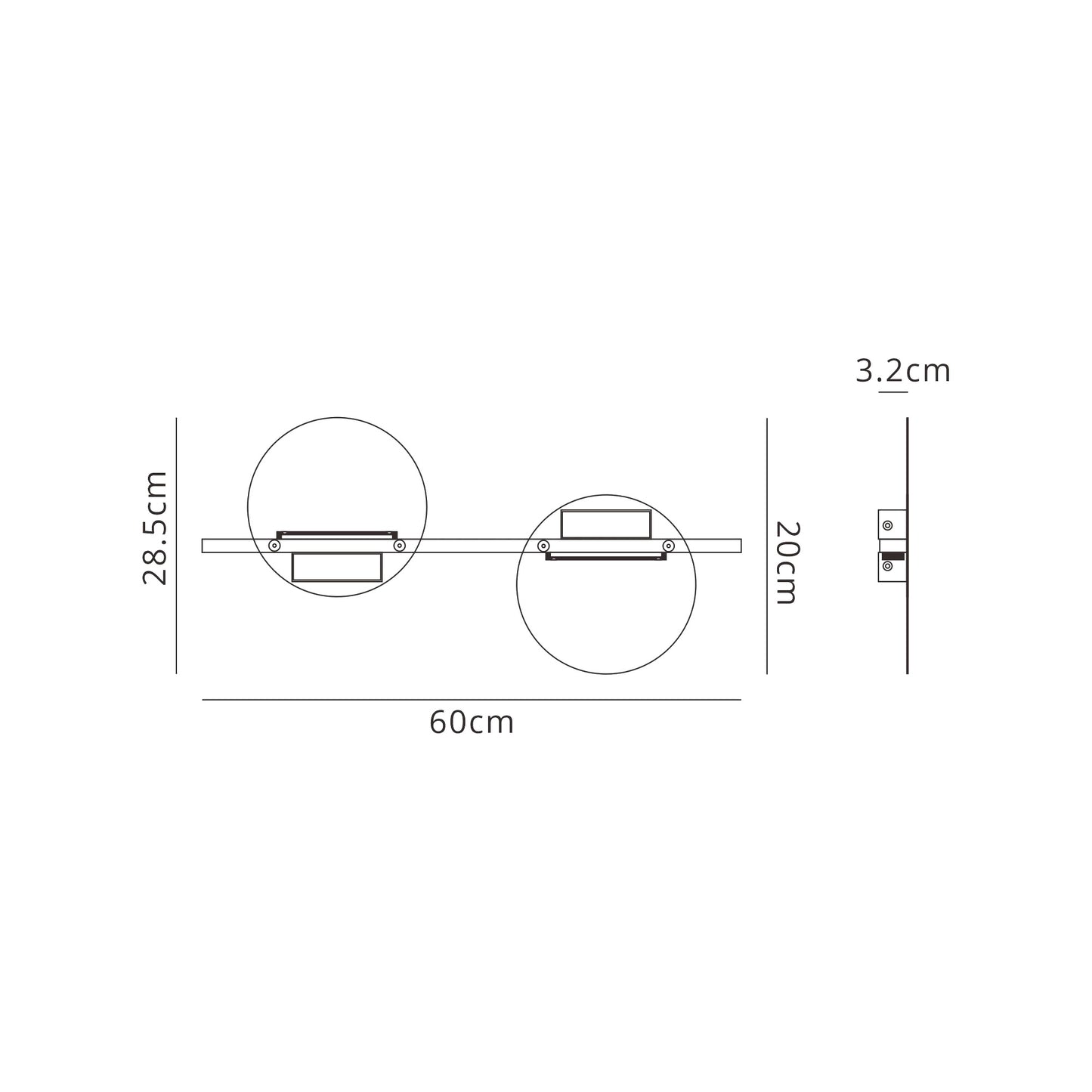 Eris 2 Light Wall Lamp, 16W LED, 3000K, 1280lm, White, 3yrs Warranty by Mantra