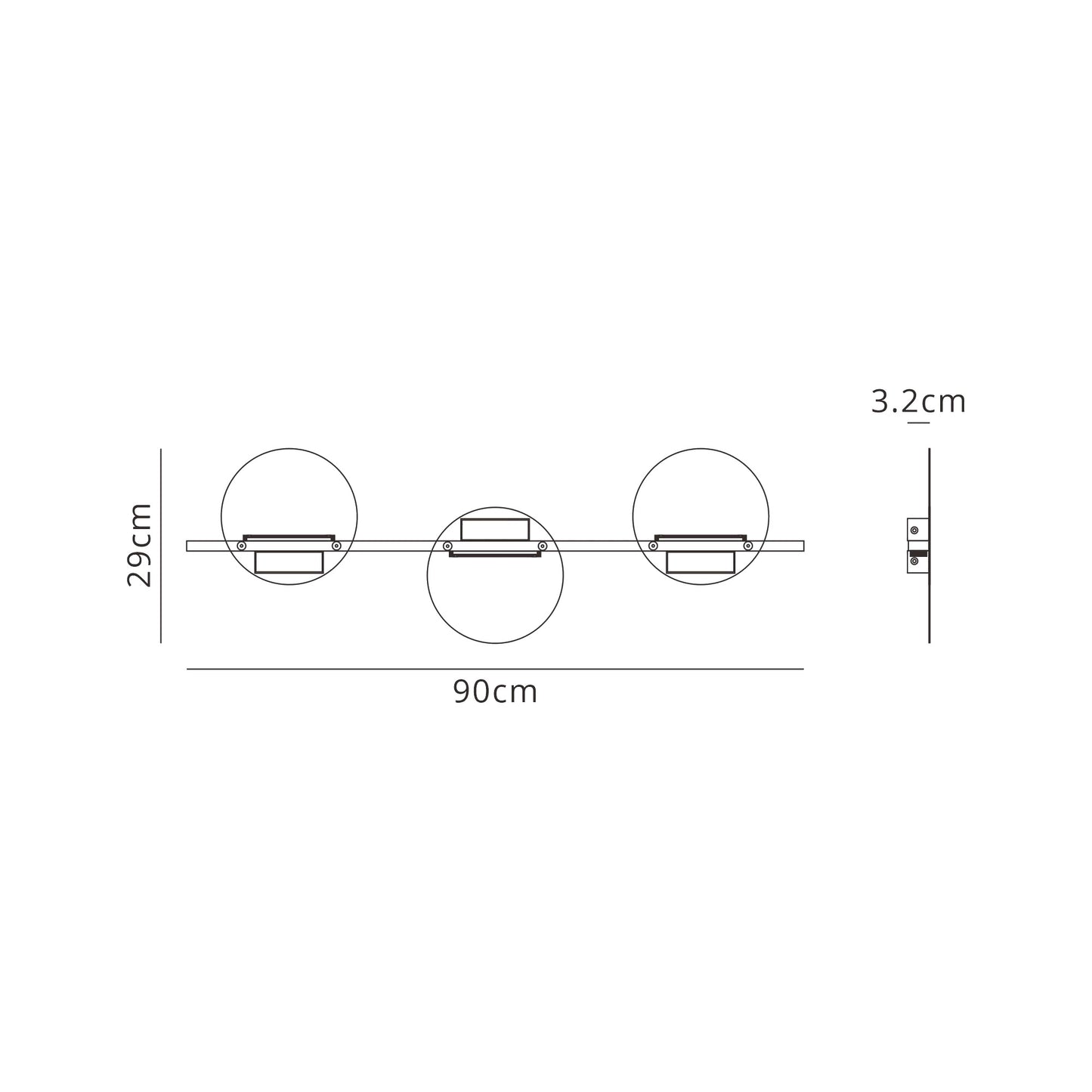 Eris 3 Light Wall Lamp, 24W LED, 3000K, 1920lm, White, 3yrs Warranty by Mantra