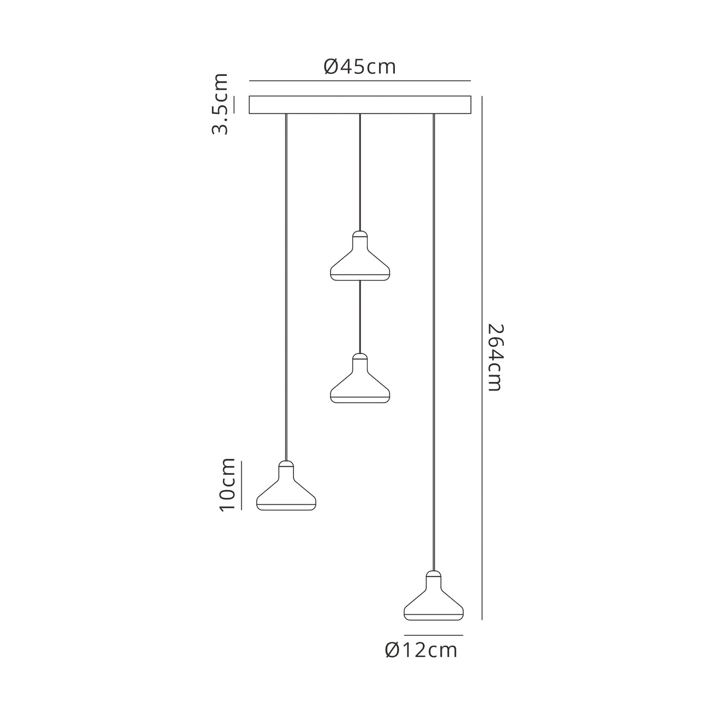 Sirio 4 Light Round Pendant, 32W LED, 3000K, 2360lm, Black, 3yrs Warranty by Mantra