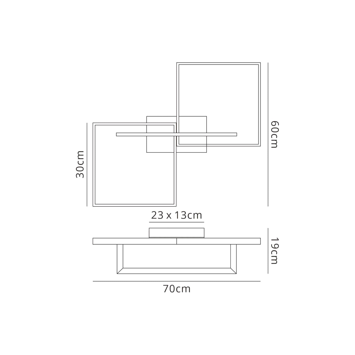 Mural Rectangular Ceiling, 48W LED, 3000K, 3840lm, IP20, Matt Black, 3yrs Warranty by Mantra