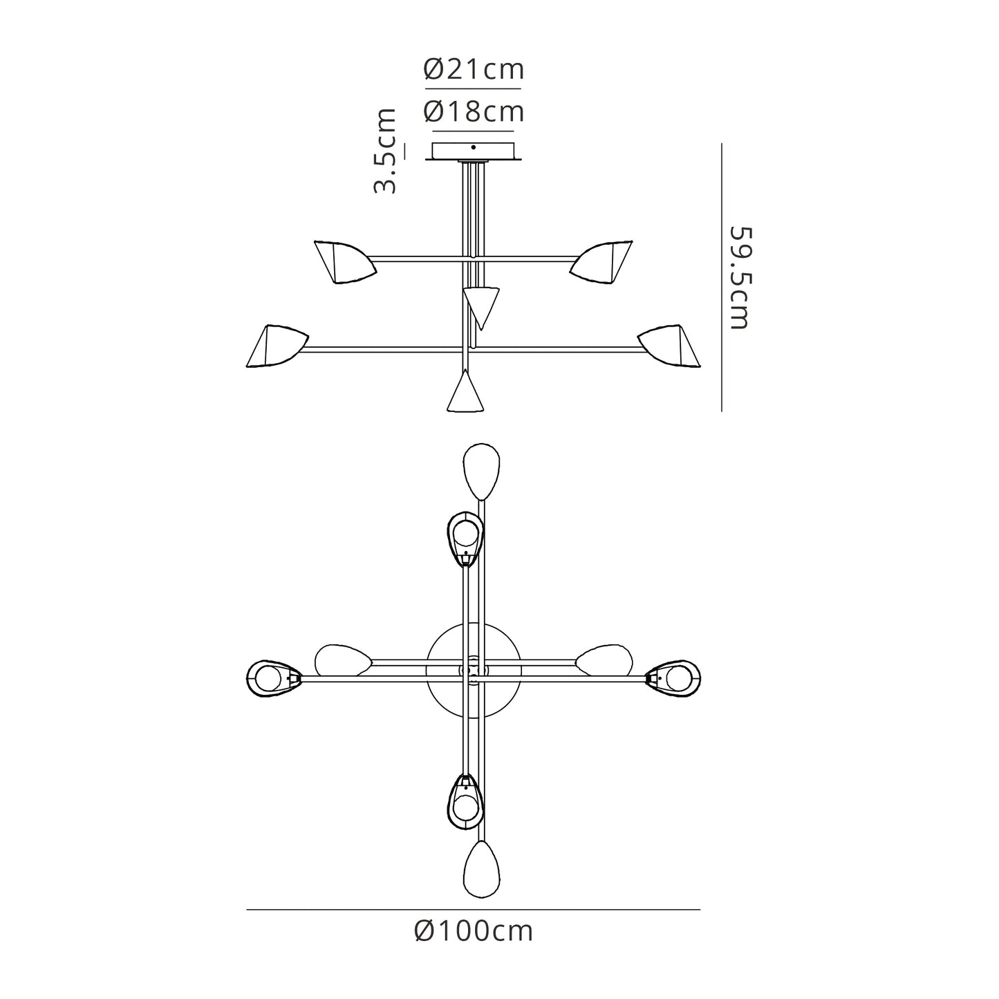 Capuccina 8 Light Fixed Pendant, 61.5W LED, 3000K, 4000lm, White, 3yrs Warranty by Mantra