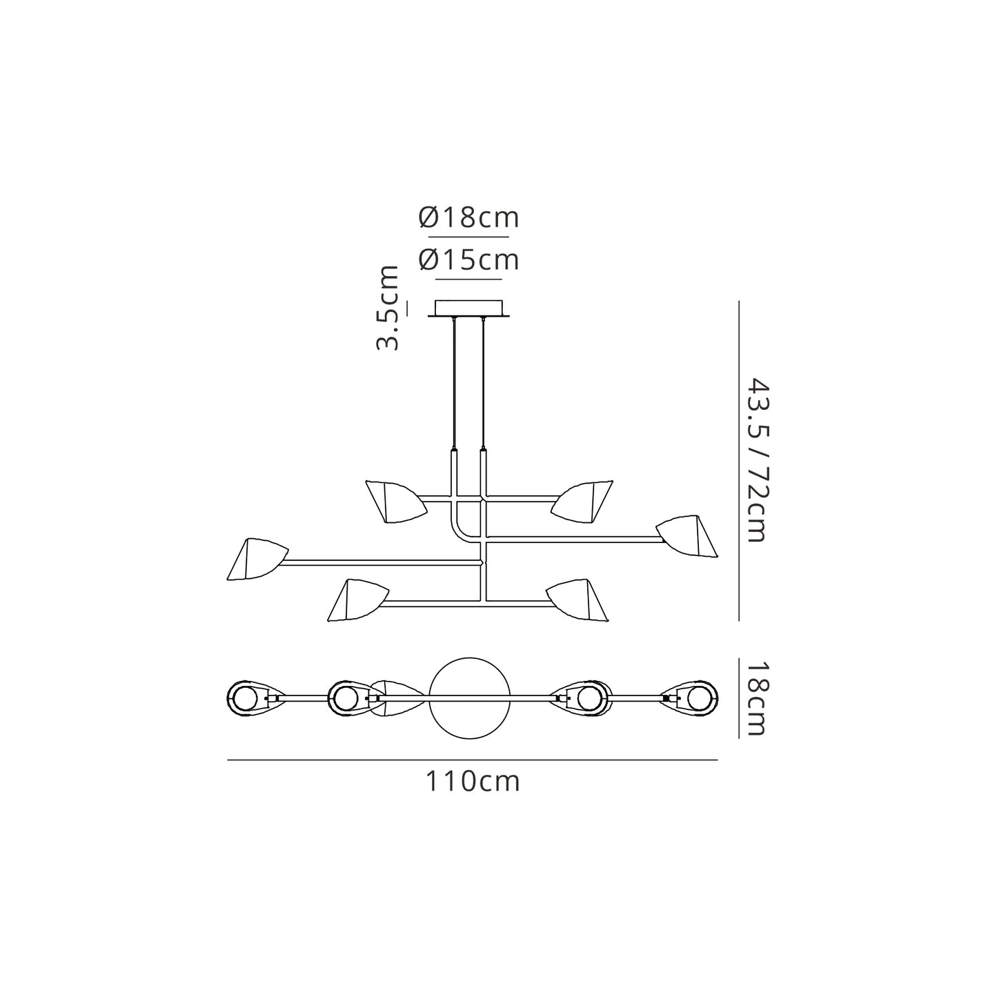 Capuccina 6 Light Linear Pendant, 45W LED, 3000K, 3100lm, White, 3yrs Warranty by Mantra