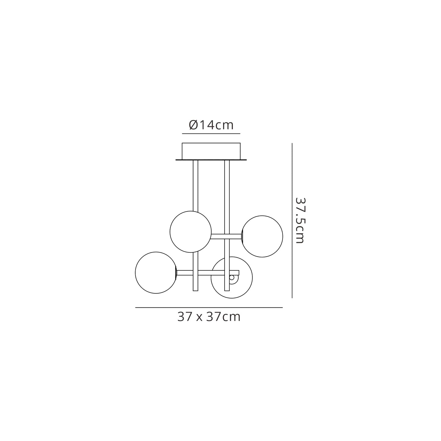 Cellar Semi Flush 4 Light, Replaceable 5W LEDs, 3000K, Black by Mantra