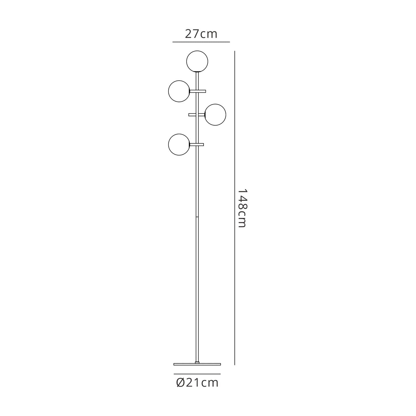 Cellar Floor Lamp 4 Light, Replaceable 5W LEDs, 3000K, Black by Mantra