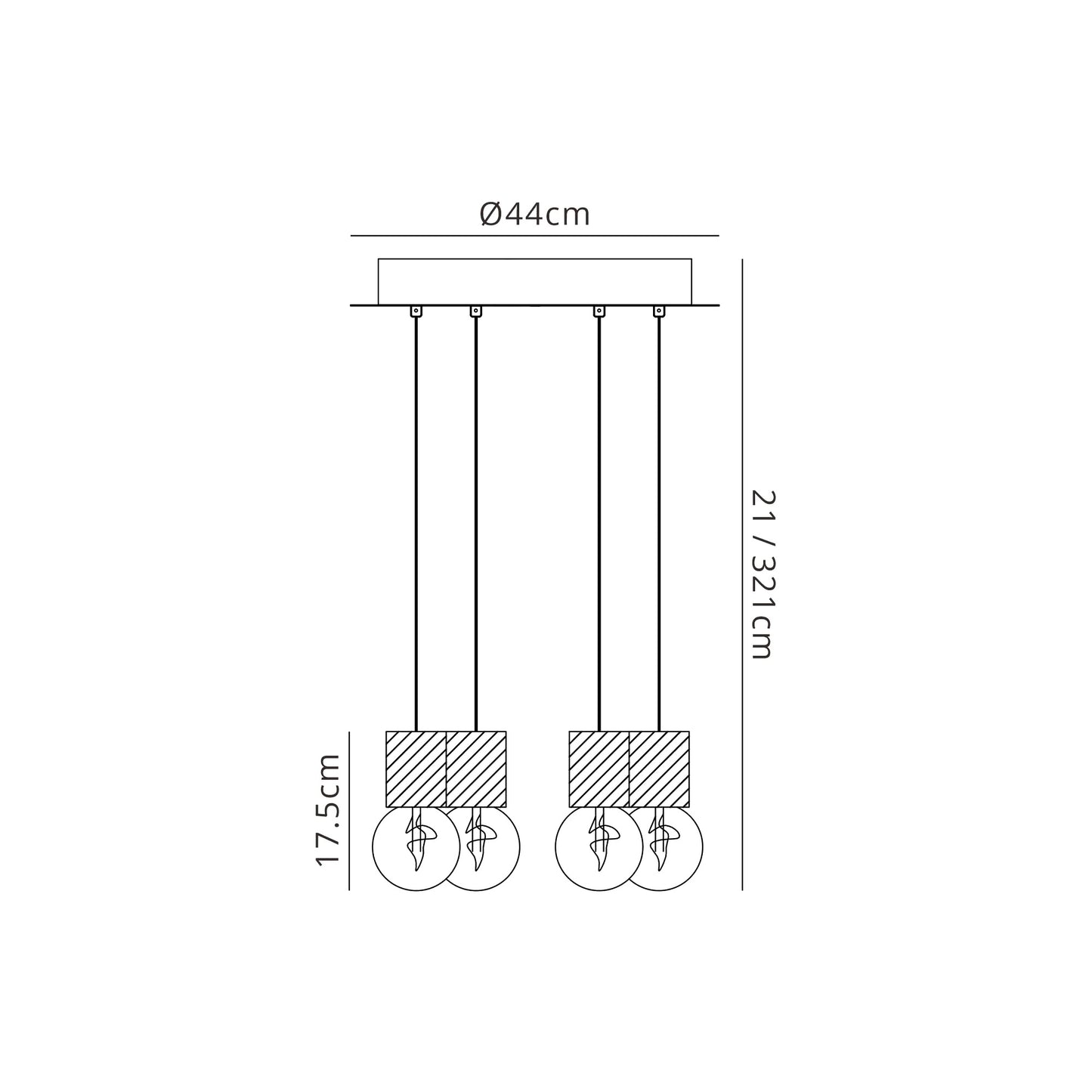 Galaxia Pendant Square, 6 Light E27, White / Grey / Red Cement, White Base & Cable by Mantra