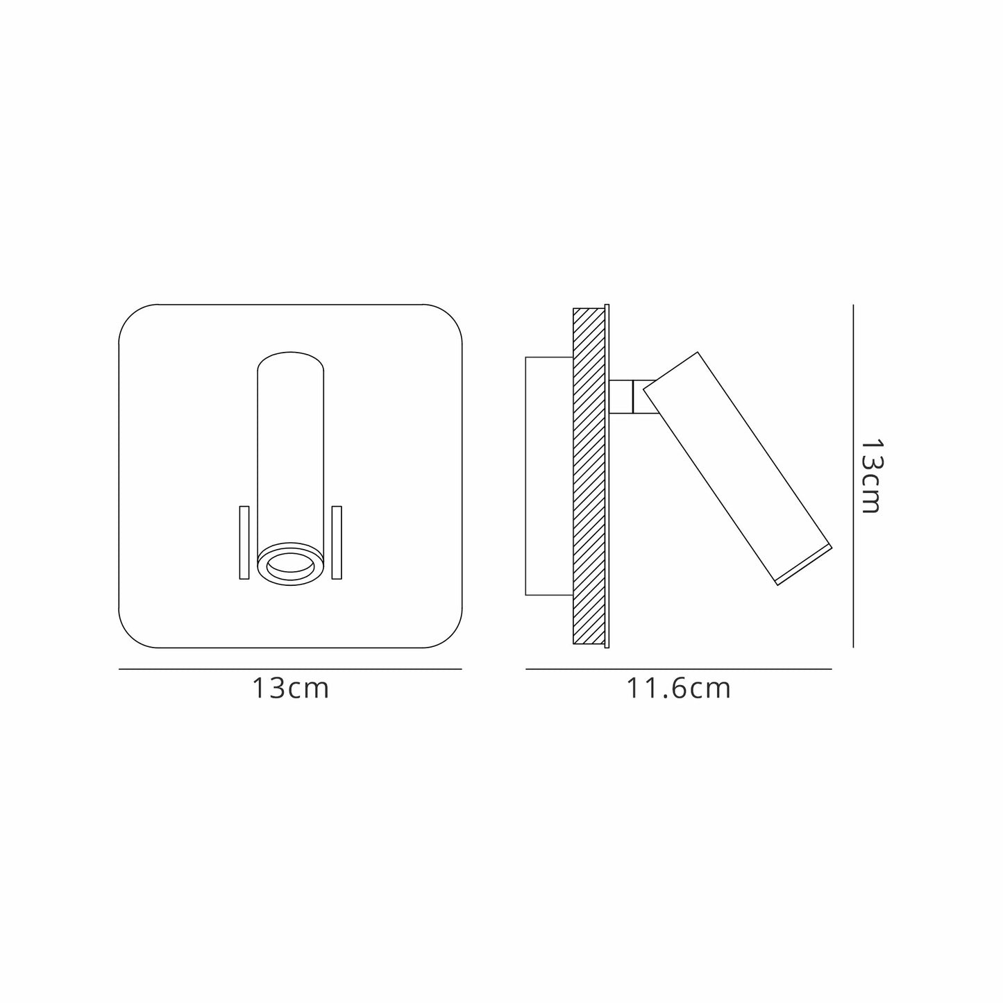 Cayman Square Wall + Reading Light, 6W + 3W LED, 3000K, 620lm Total, Individually Switched, White, 3yrs Warranty by Mantra