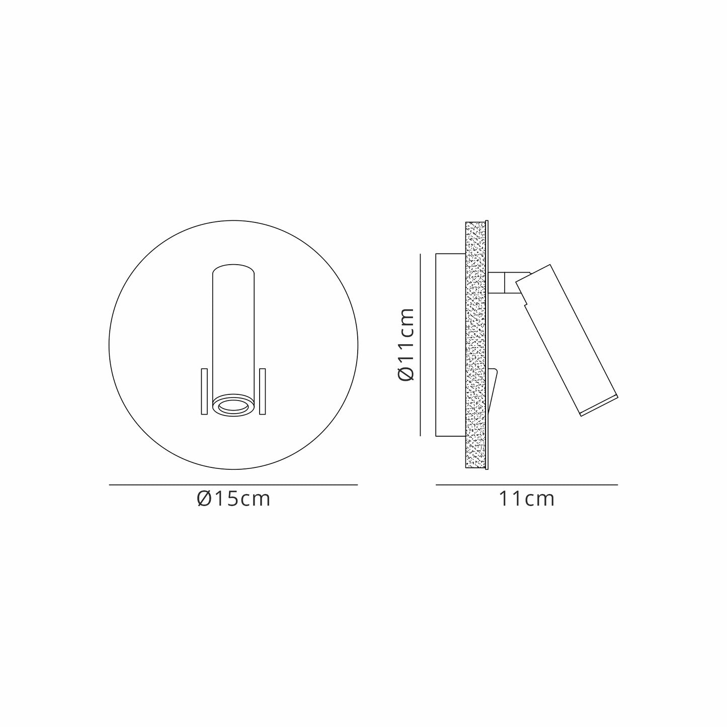 Cayman Round Wall + Reading Light, 6W + 3W LED, 3000K, 620lm Total, Individually Switched, Satin Gold, 3yrs Warranty by Mantra