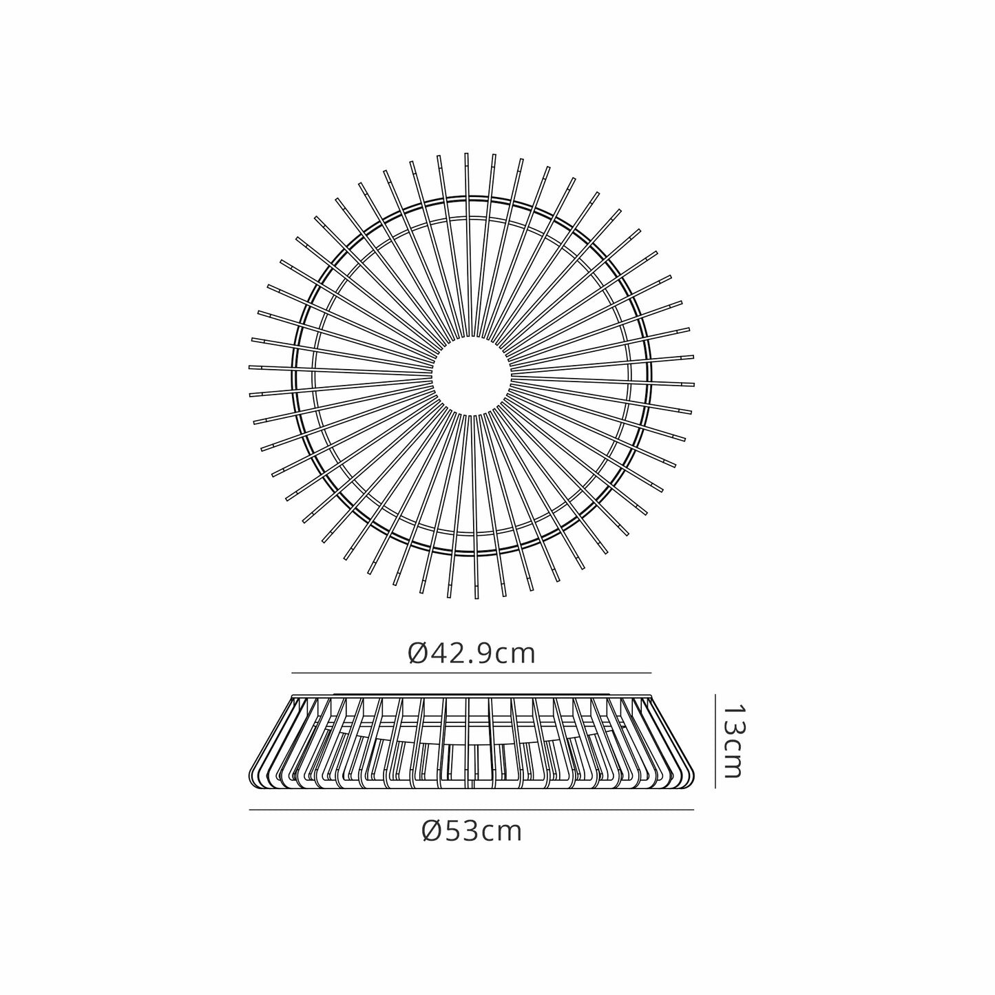 Himalaya 53cm Round Ceiling (Light Only), 56W LED, 2700-5000K Tuneable White, 2500lm, Remote Control, White, 3yrs Warranty by Mantra