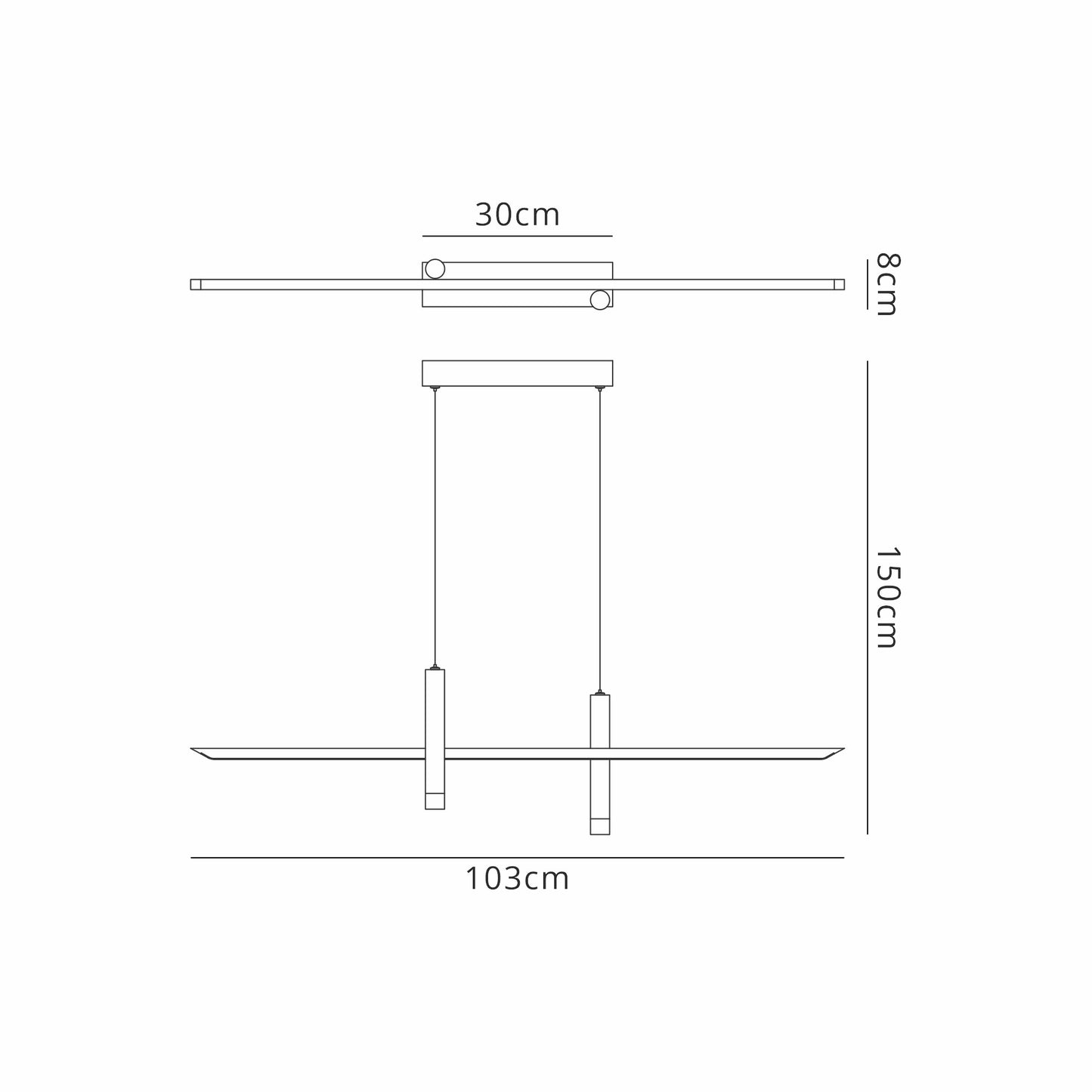 Esparta Linear Pendant, 30W LED, 3000K, 1400lm, White / Gold, 3yrs Warranty by Mantra