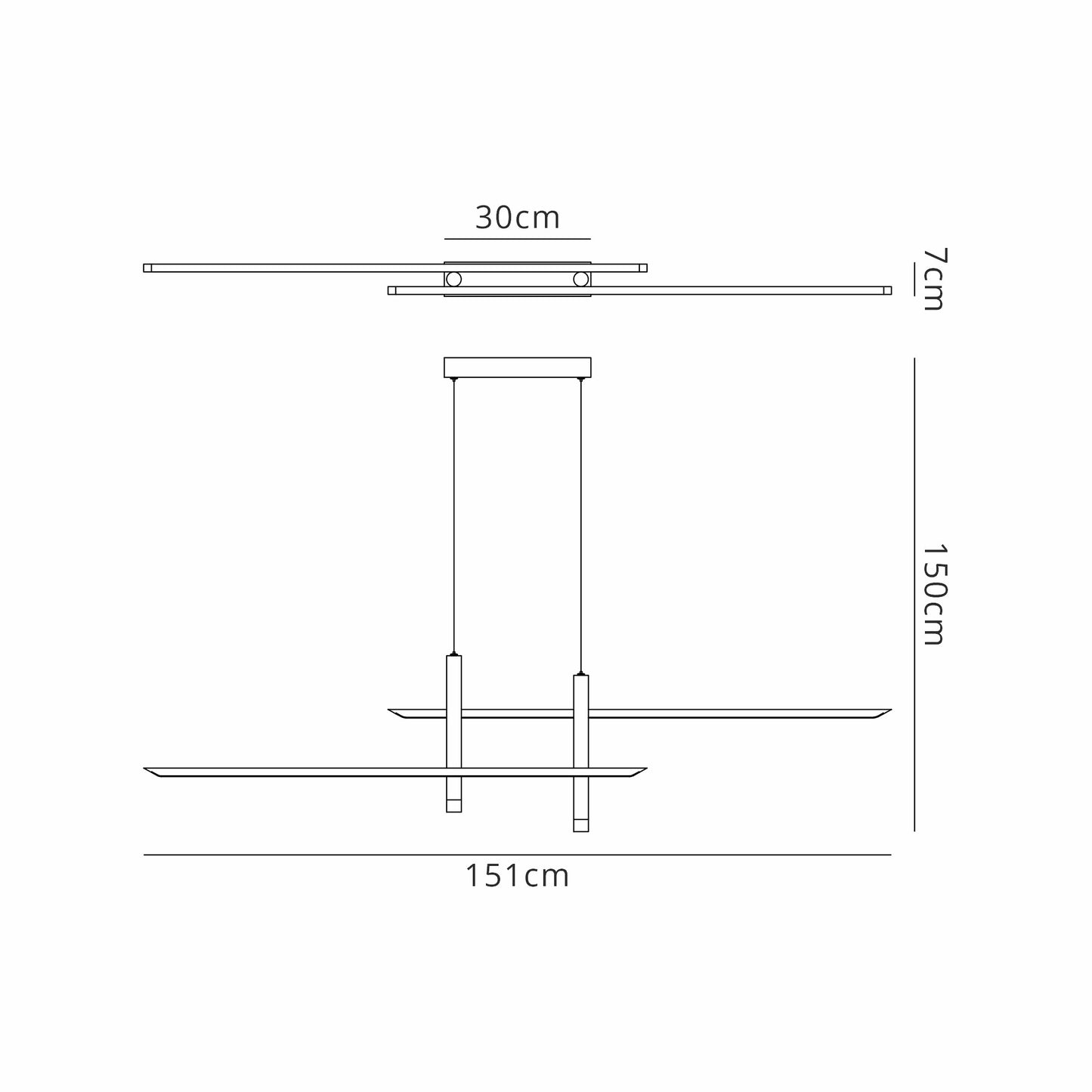 Esparta Linear Pendant, 50W LED, 3000K, 2100lm, White / Gold, 3yrs Warranty by Mantra