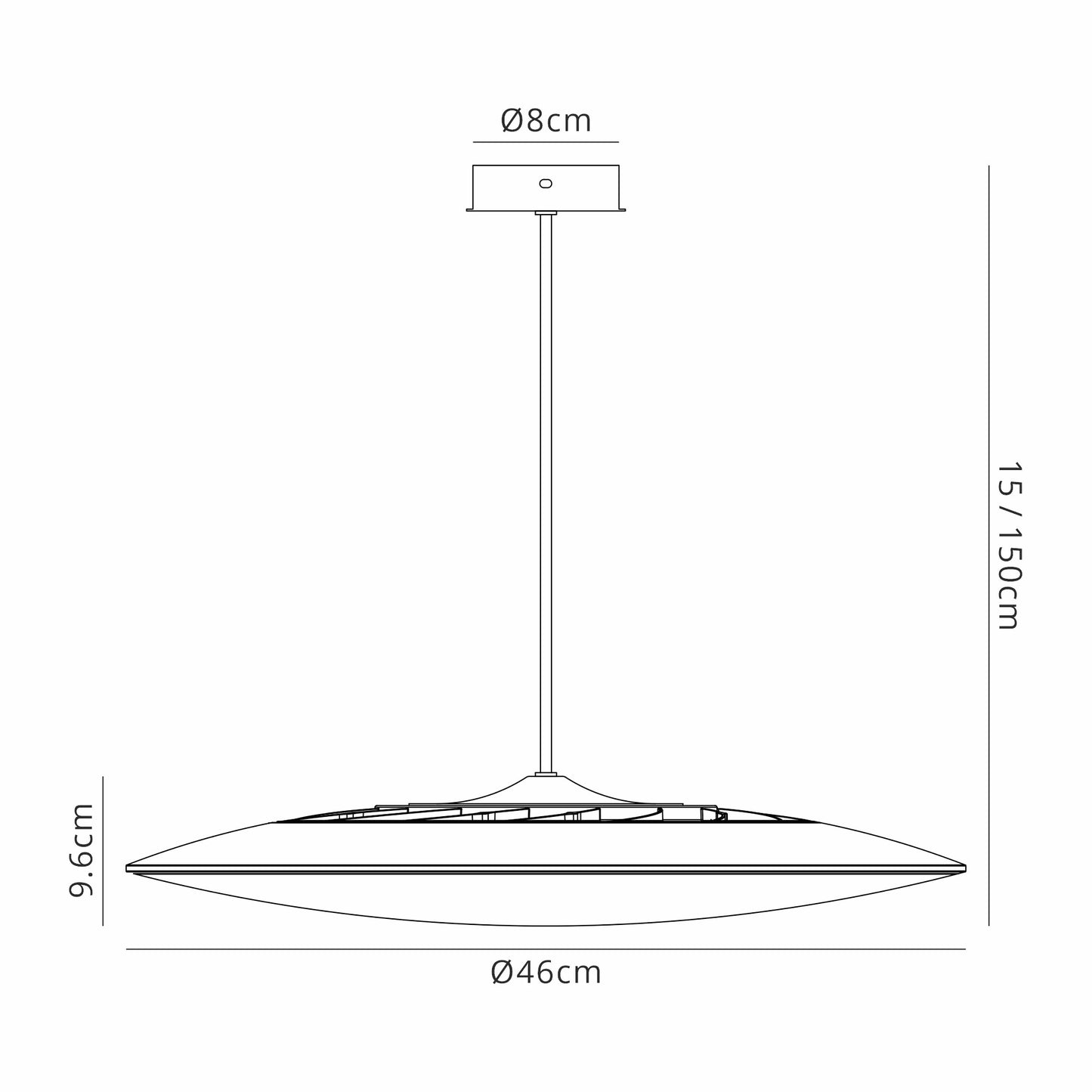 Slim LED Pendant 46cm Round 50W LED, 3000K, 4250lm, Black, 3yrs Warranty by Mantra