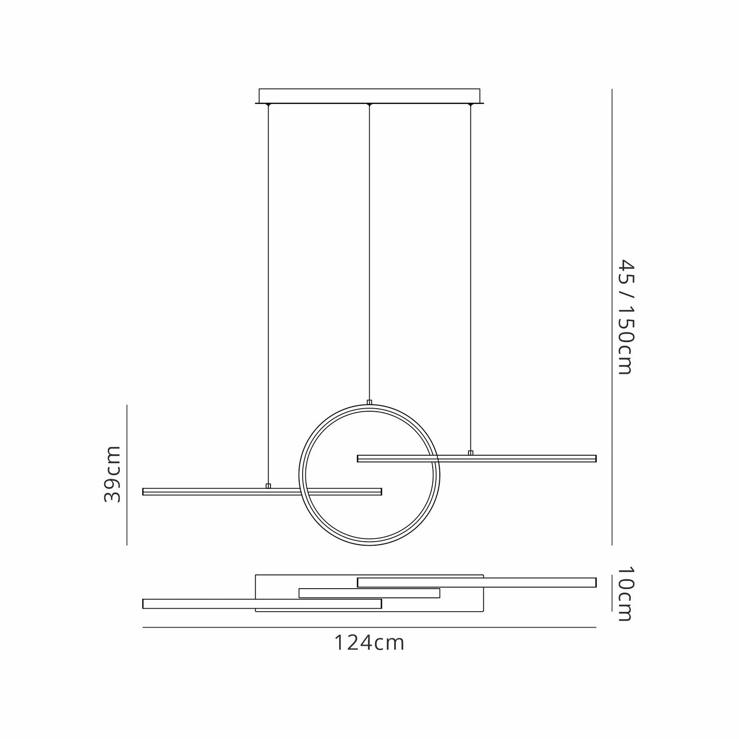 Kitesurf Centre Loop Linear Pendant Dimmable, 50W LED, 3000K, 4000lm, White, 3yrs Warranty by Mantra