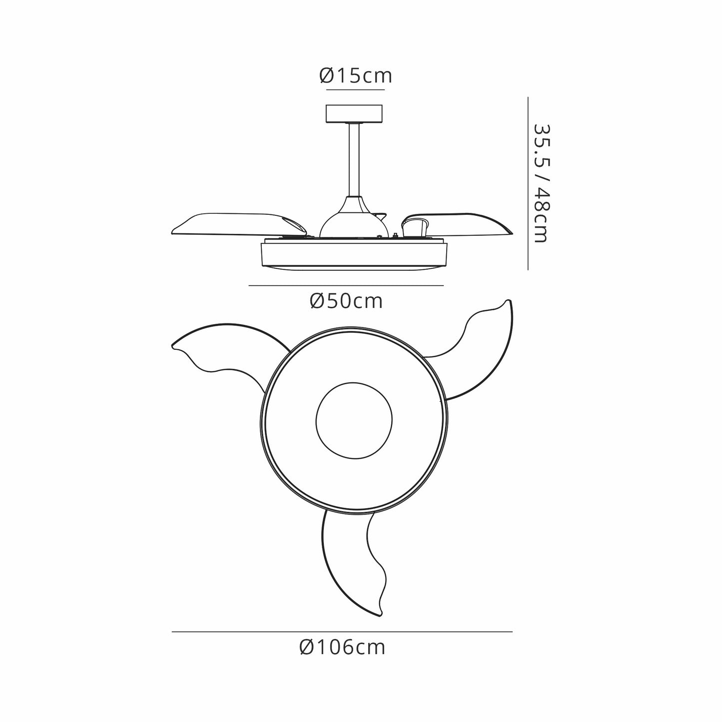 Coin Air 60W LED Dimmable Ceiling Light With Built-In 30W DC Reversible Fan, Remote & APP Control, White, 3300lm, 5yrs Warranty by Mantra