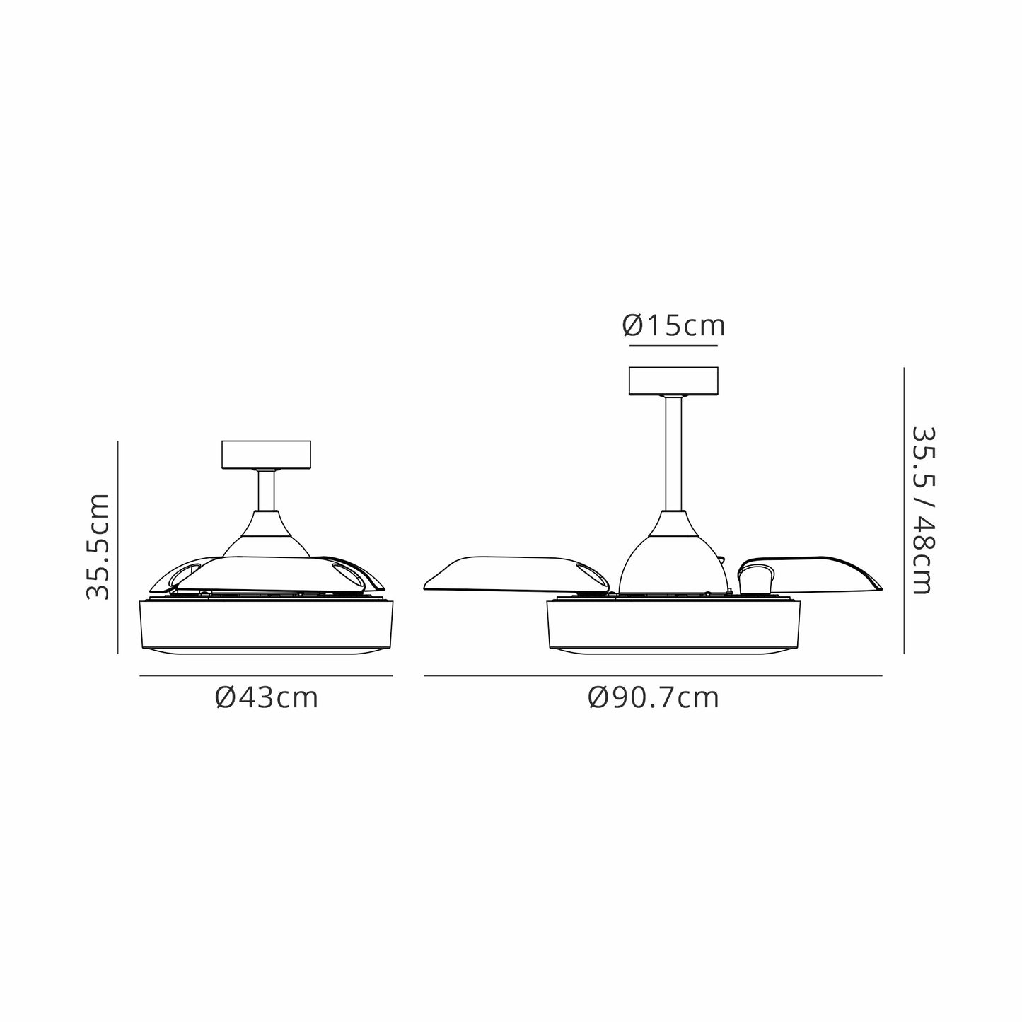 Coin Mini 45W LED Dimmable Ceiling Light With Built-In 25W DC Reversible Fan, Remote & APP Control, White, 2500lm, 5yrs Warranty by Mantra