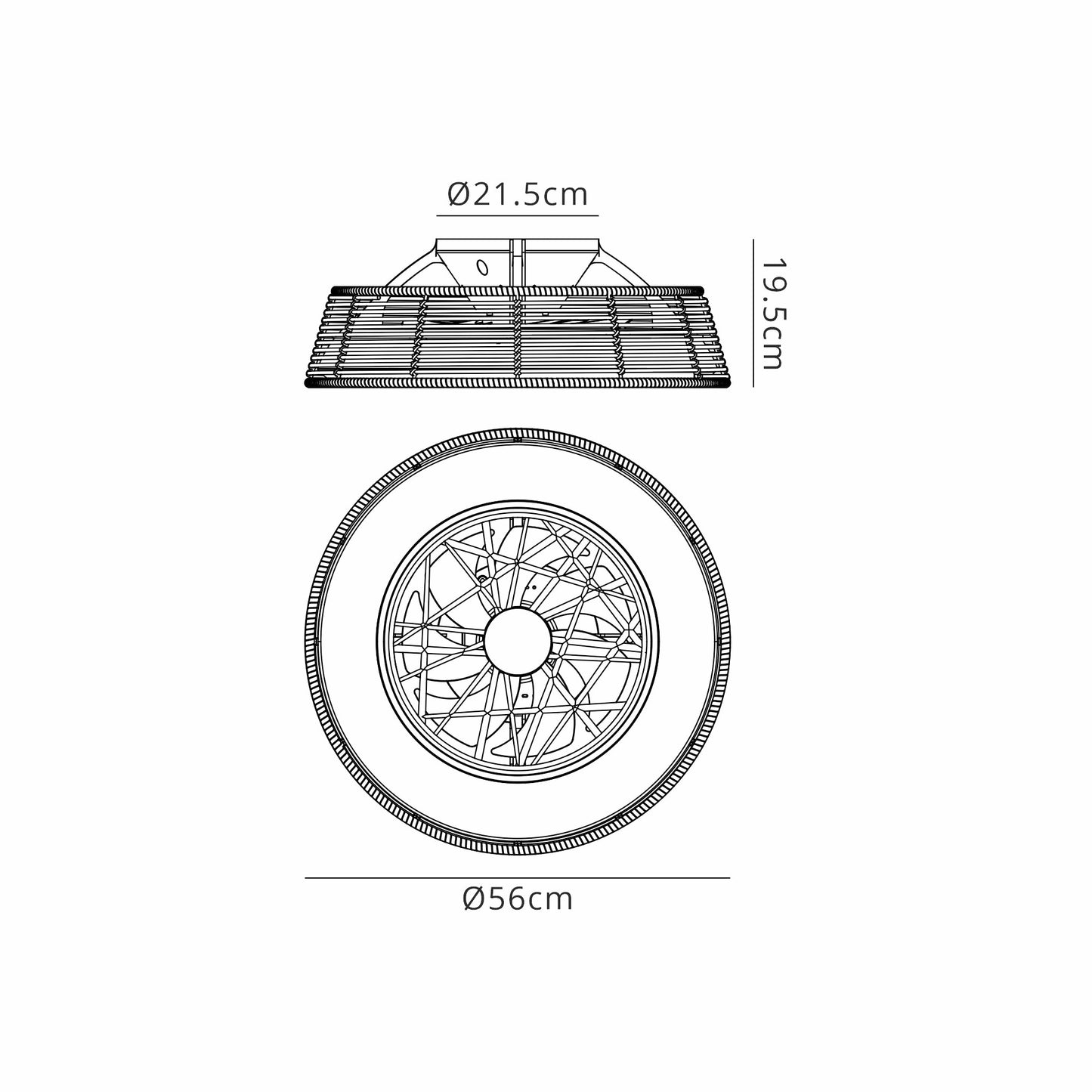 Indonesia Mini 55W LED Dimmable Ceiling Light With Built-In 25W DC Reversible Fan, Beige Rattan, 3800lm, 5yrs Warranty by Mantra