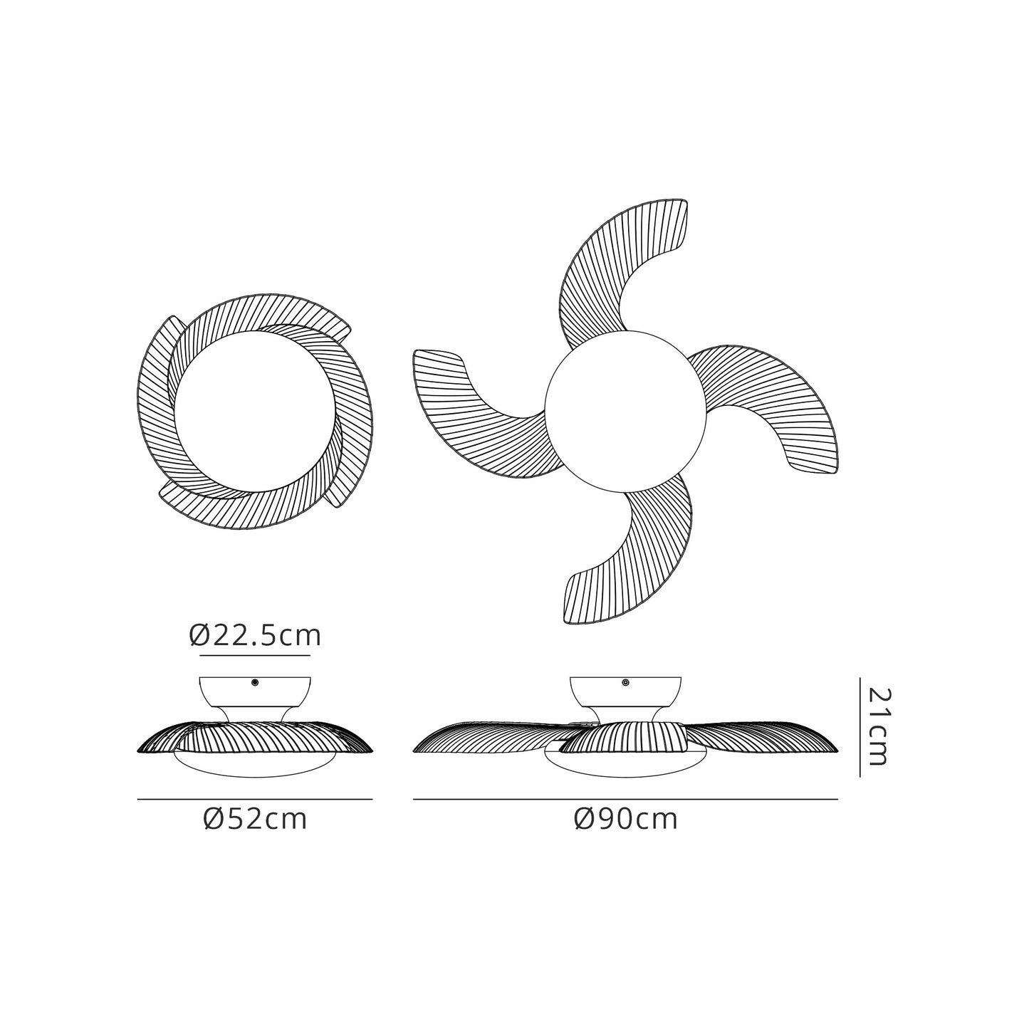 Aloha 45W LED Dimmable Ceiling Light With Built-In 30W DC Reversible Fan, White, 3500lm, 5yrs Warranty by Mantra