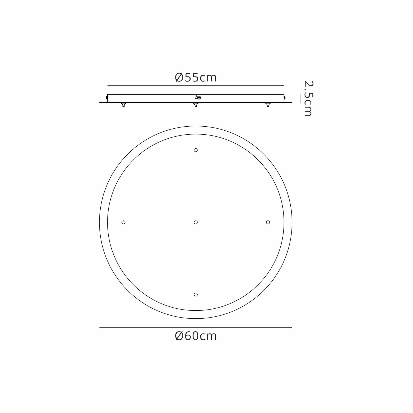 Elsa 5 Hole 600mm Round Canopy Kit, Chrome by Mantra