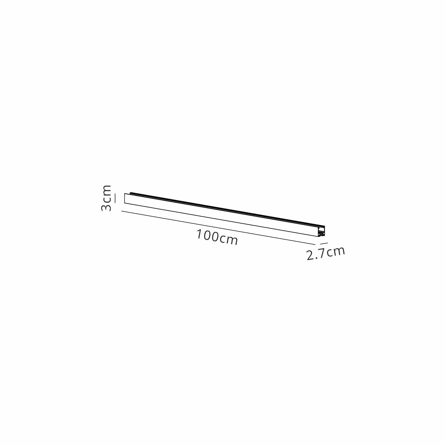Magneto Shallow Surface Track 1m x 3cm, Black by Mantra
