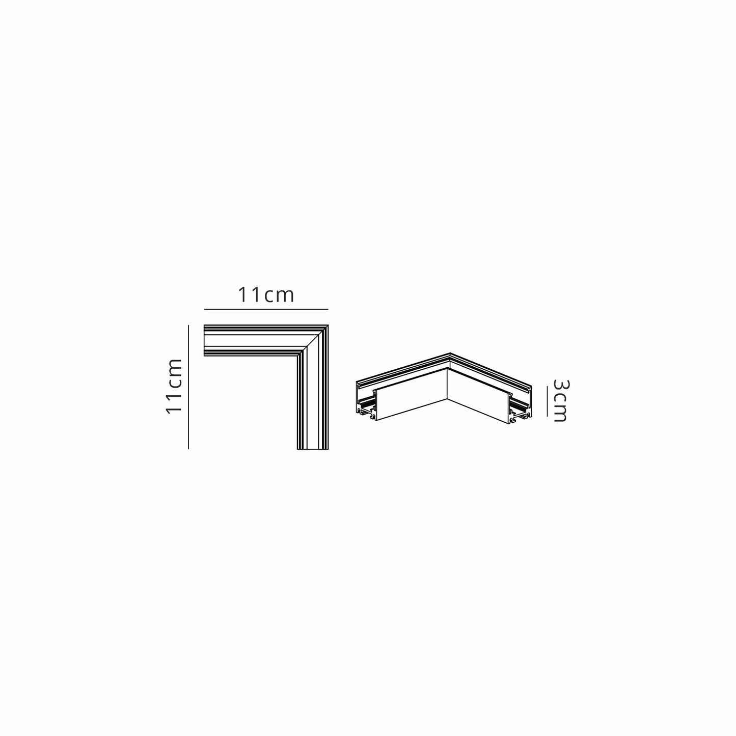 Magneto Shallow Single Connector Surface L-Joint 90º, Black For M8300 & M8301 by Mantra