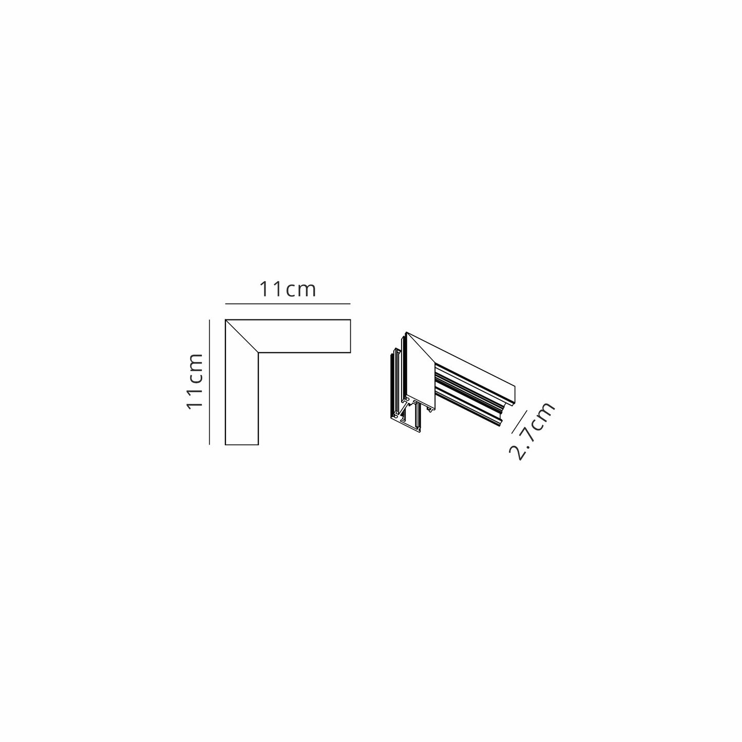 Magneto Shallow Single Connector Surface L-Joint Wall To Wall In, Black For M8300 & M8301 by Mantra
