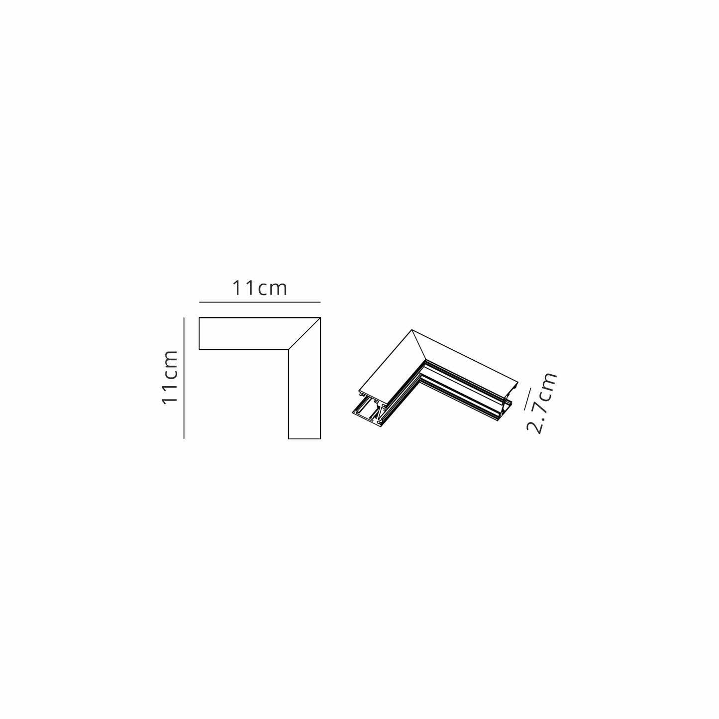 Magneto Shallow Single Connector Surface L-Joint Wall To Wall Out, Black For M8300 & M8301 by Mantra