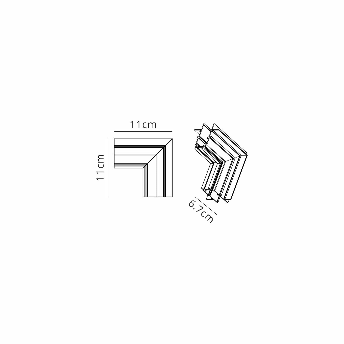 Magneto Recessed L-Joint Wall To Wall Out, Black For M8307/M8308 by Mantra