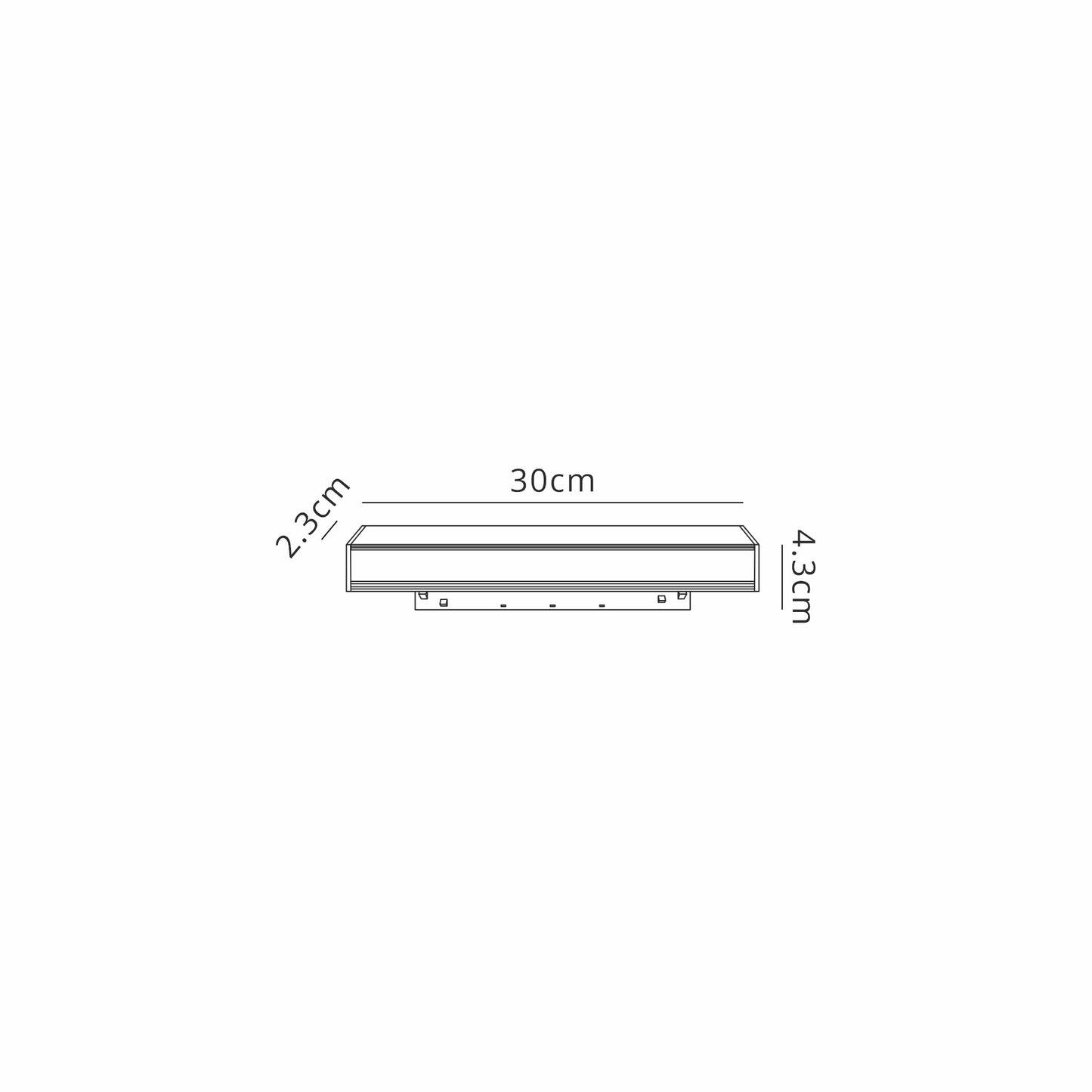 Magneto Linear Light Diffuser, 300mm, 8W LED, 3000K, 640lm. Black, 3yrs Warranty by Mantra