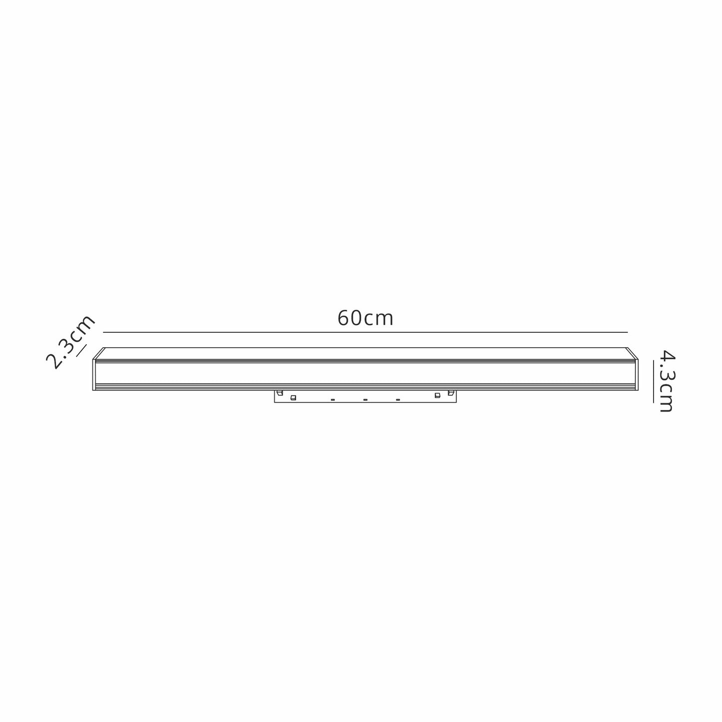 Magneto Linear Light Diffuser, 600mm,16W LED, 3000K, 1280lm. Black, 3yrs Warranty by Mantra