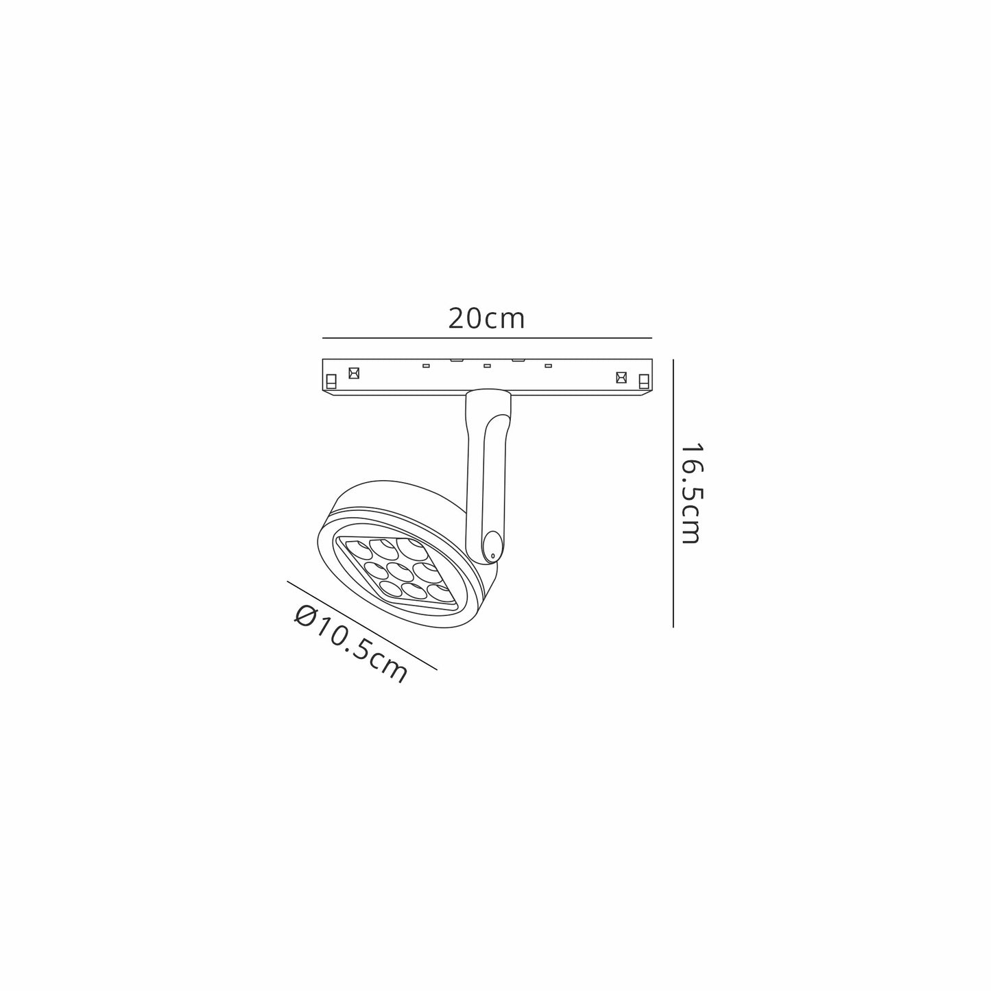 Magneto Track Disc Spotlight Triac Dimmable, 20W LED, 3000K, 1600lm, Black, 3yrs Warranty by Mantra
