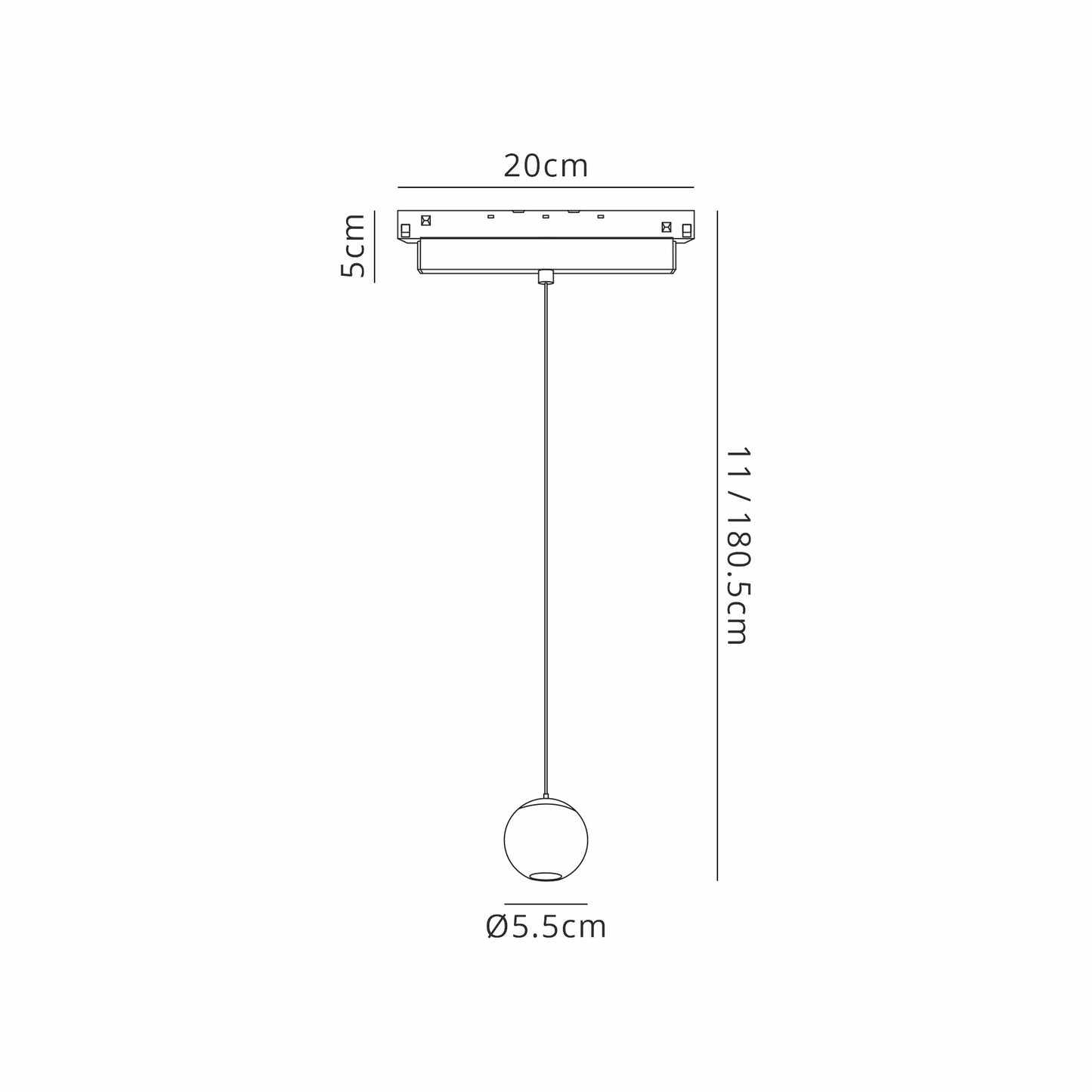 Magneto Track Ball Pendant Triac Dimmable, 7W LED, 3000K, 560lm, Black, 3yrs Warranty by Mantra