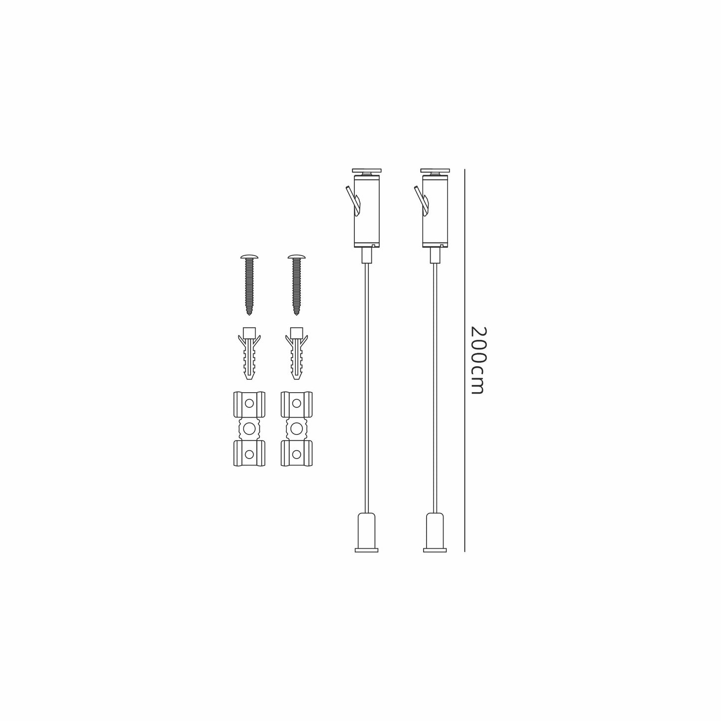 Magneto 2m Suspension Kit, Black For All Types Of Surface Track (2 Pack) by Mantra
