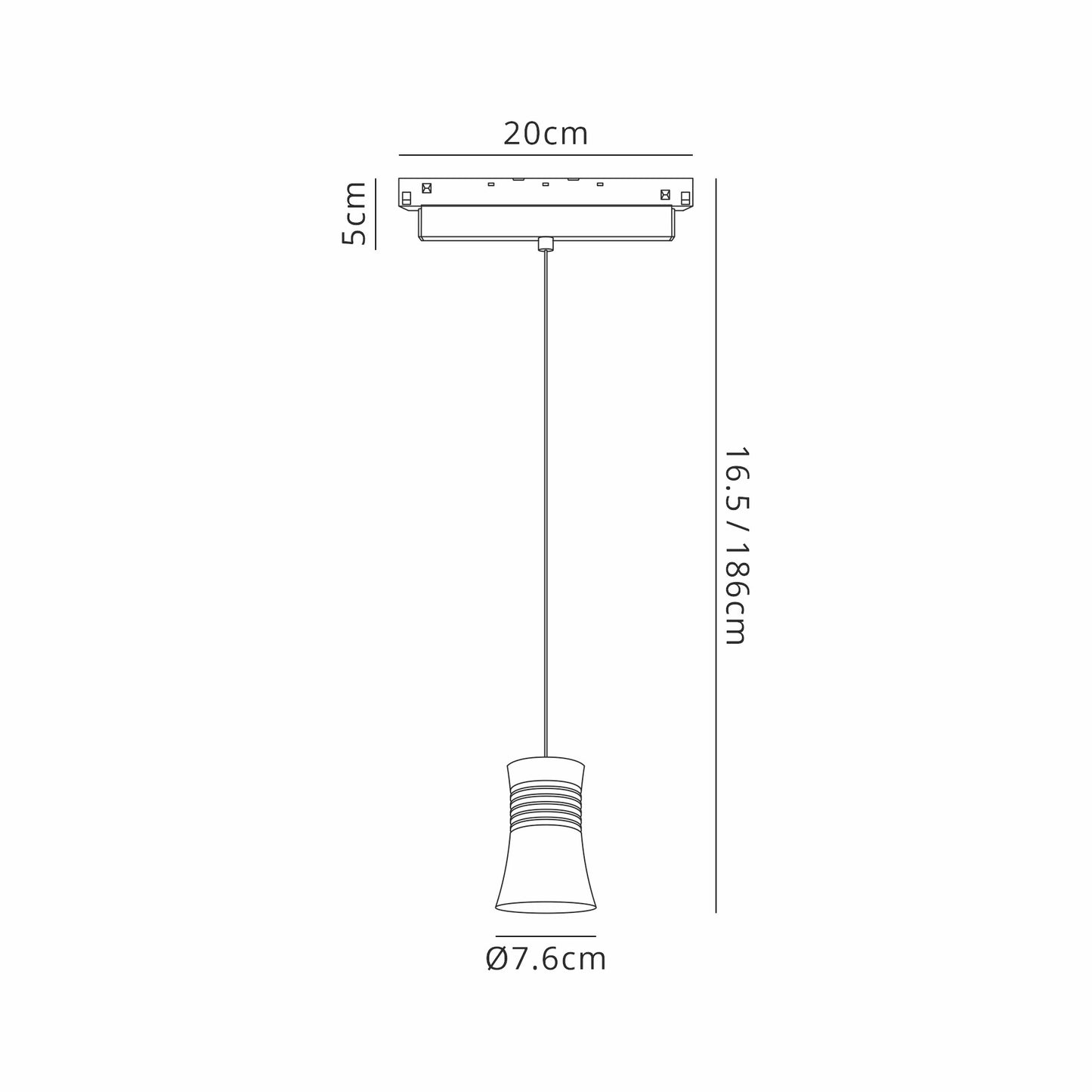 Magneto Track Cone Pendant, 12W LED, 3000K, 950lm, Black, 3yrs Warranty by Mantra