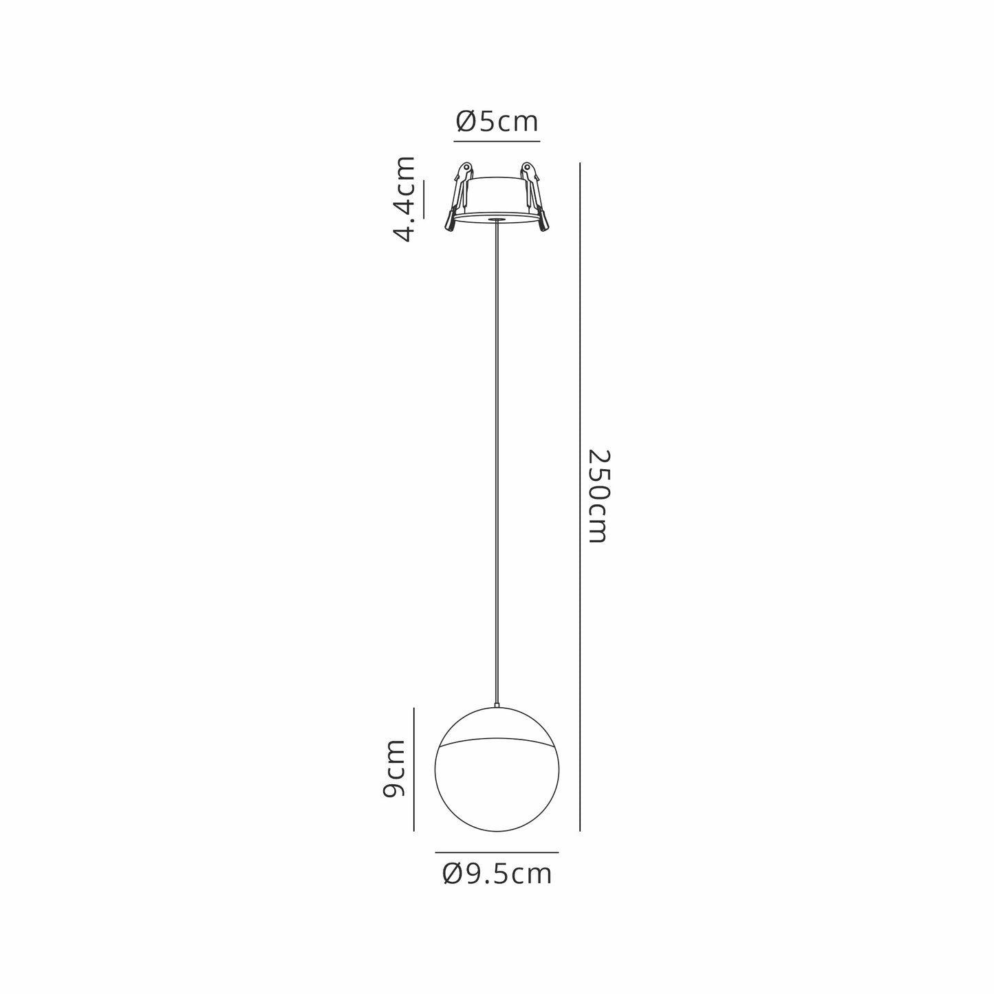 Kilda 1 Light Recessed Pendant, 10W LED, 3000K, 800lm, White, 3yrs Warranty by Mantra