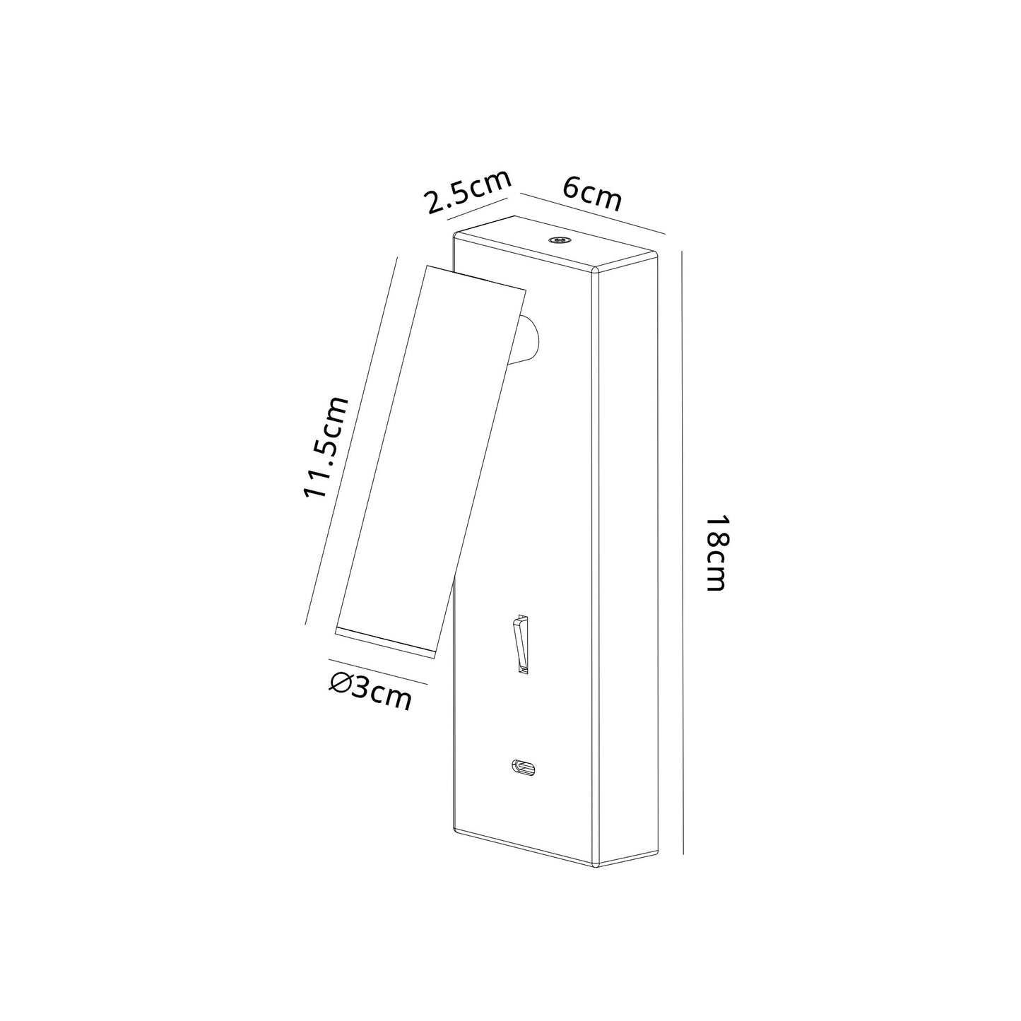 Tarifa II Wall/Reading Light Adjustable With USB-C Socket, 3W LED, 3000K, 210lm, Switched, White, 3yrs Warranty by Mantra